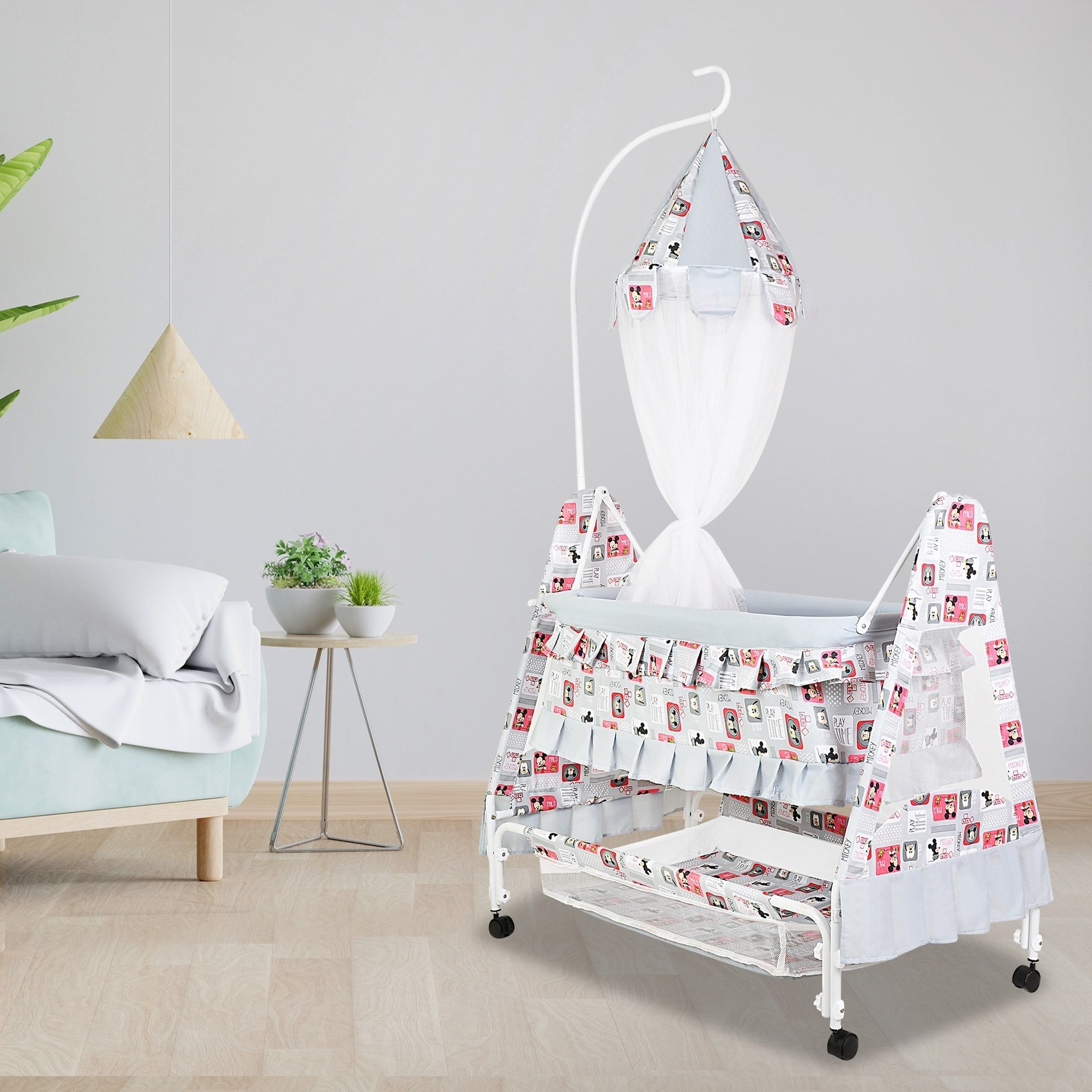 nexova Cradle for kids cradle for baby boy and girl Cradle With Swing & Mosquito Net-picture-14