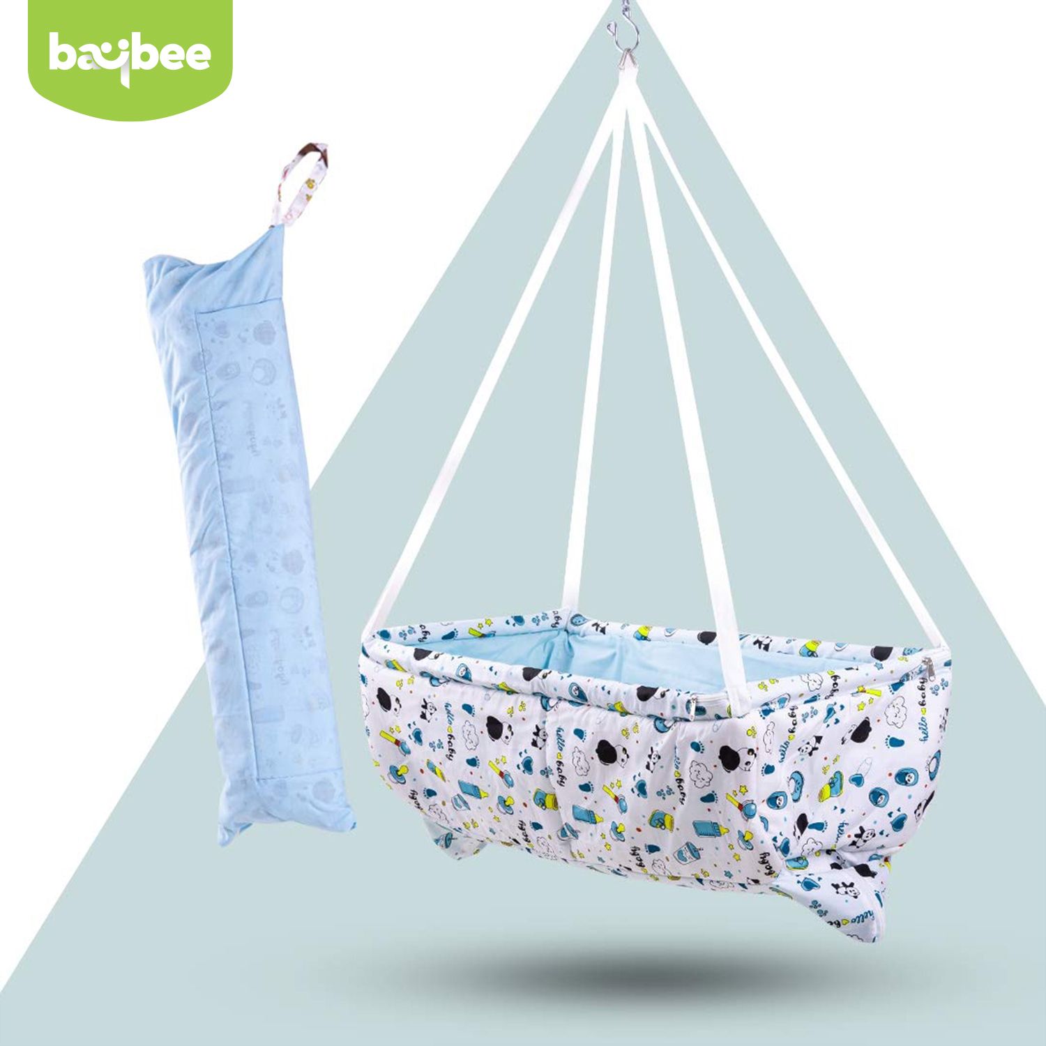 baybee Newborn Hanging Cradle for Baby Jhula Sleep Swing Cradle with Net and Spring Set-picture-7
