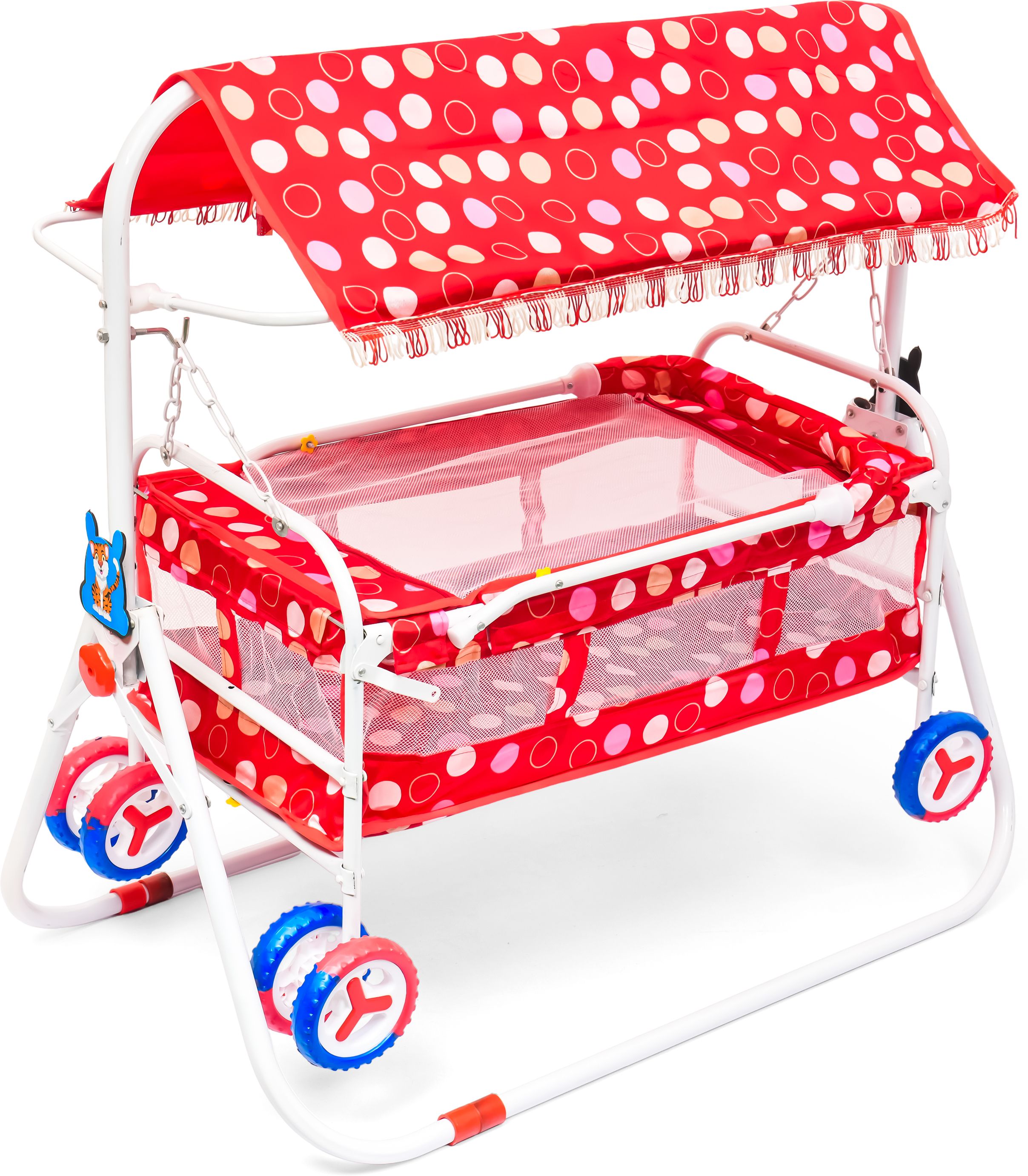2in1 Portable Baby Cradle J3-Seniour Red Swing with Adjustable Sun Canopy-image-32