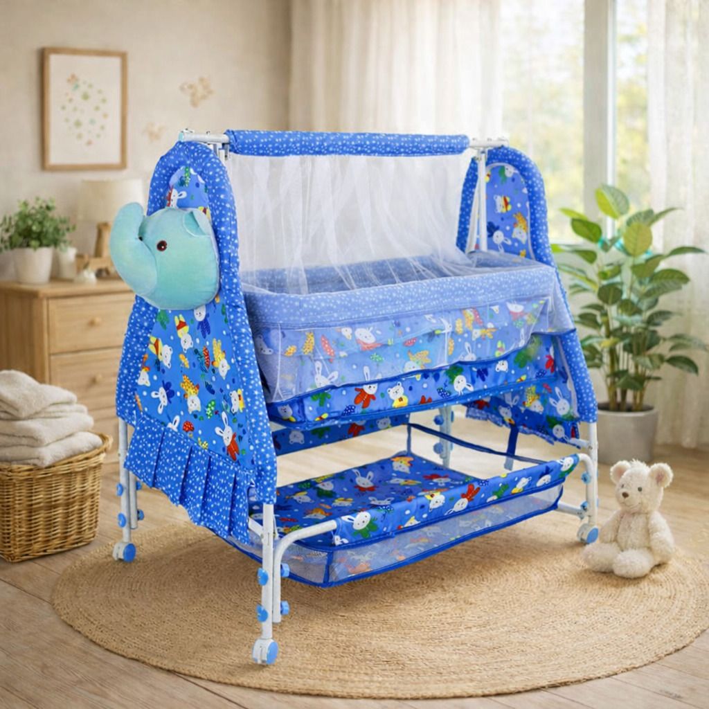 bubblebaby Premium Quality Cradle For 0-12Months Old With Wheels,Storage Basket,MosquitoNet-picture-28