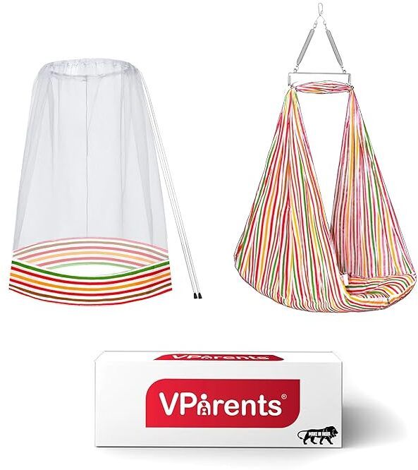 vparents Neonate Baby Swing Cradle with Mosquito Net and Spring-picture-11