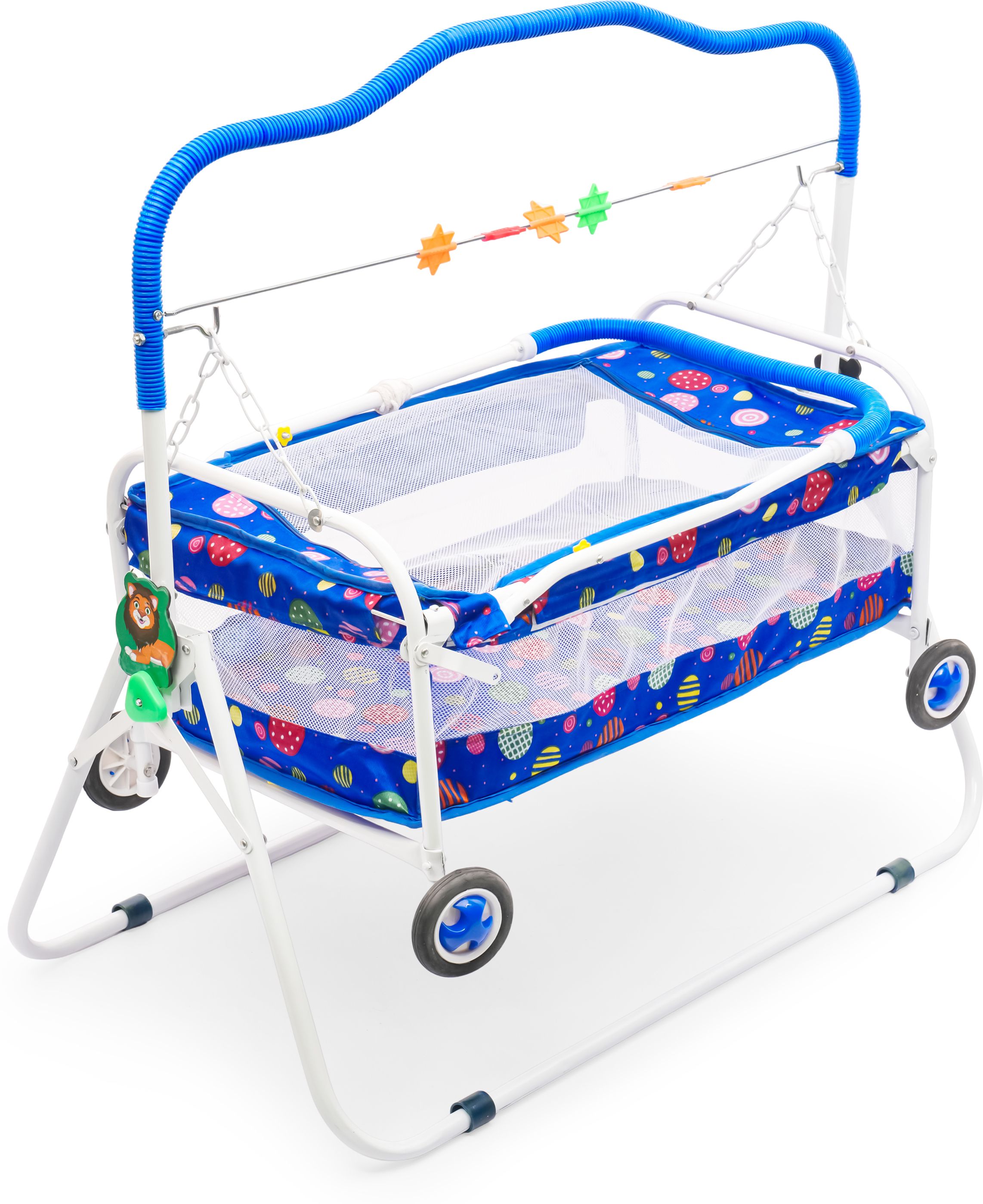Baby Cradle Blue J2-Juniour with Wheels Swing Adjustable Infant Bassinet-image-36