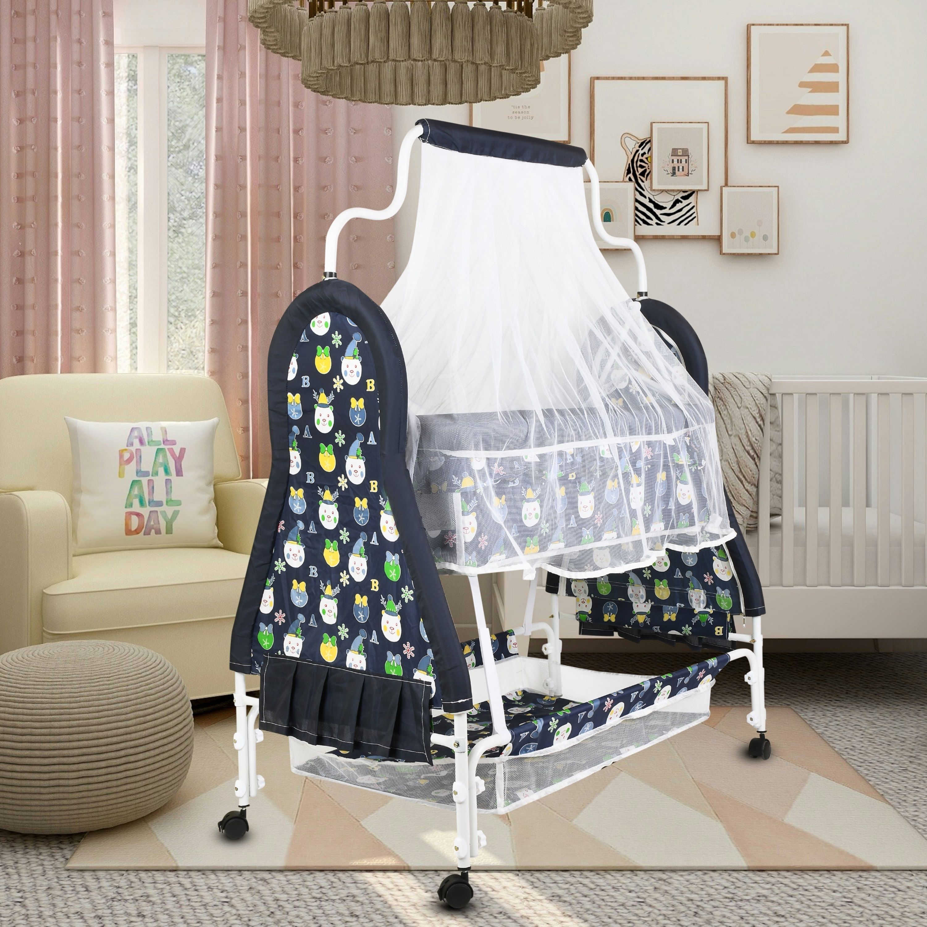 Cradle for kids cradle for baby boy and girl Cradle With Swing & Mosquito Net-image-45