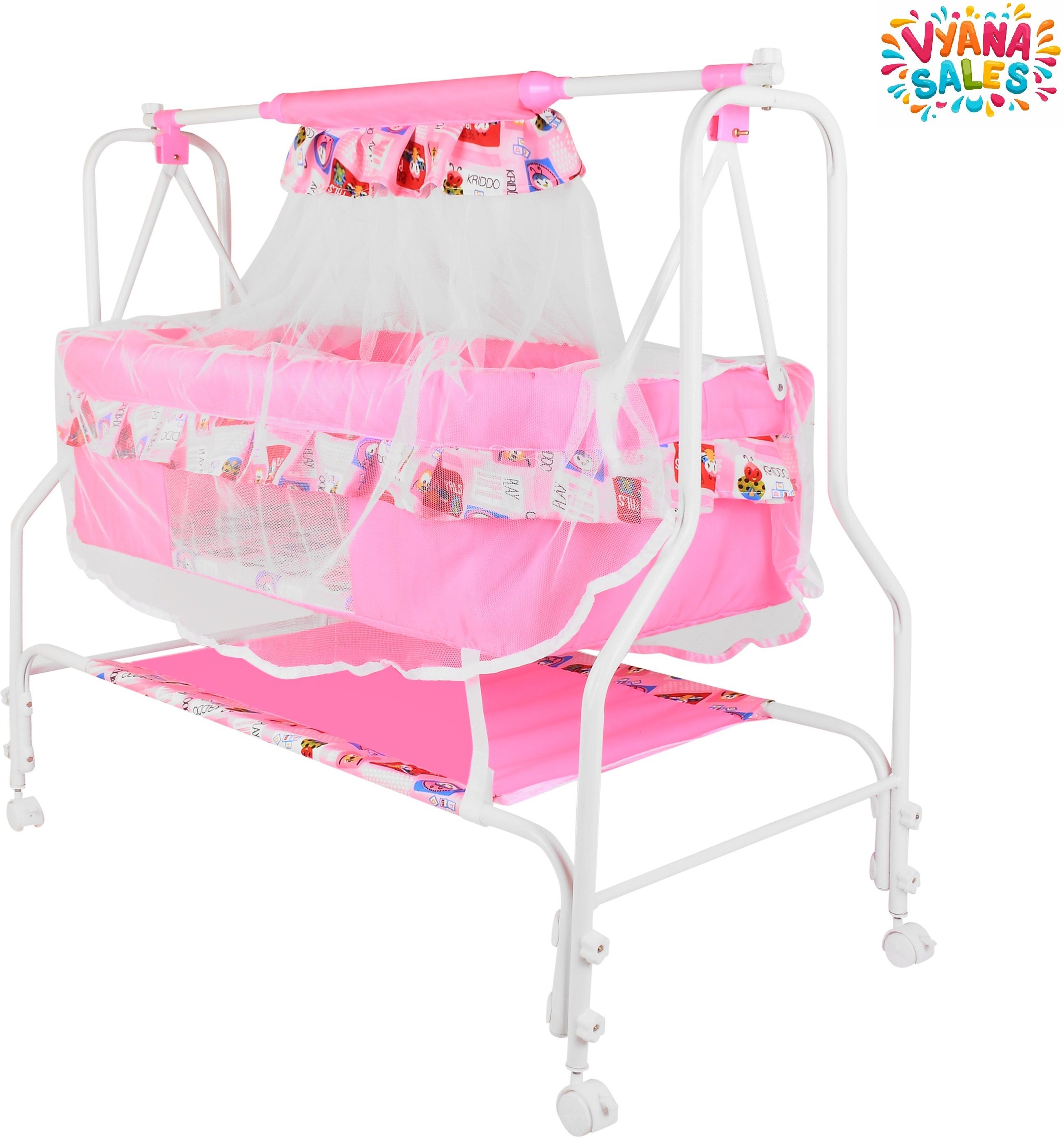 Cradle for kids cradle for baby boy and girl Cradle With Swing & Mosquito Net-image-34
