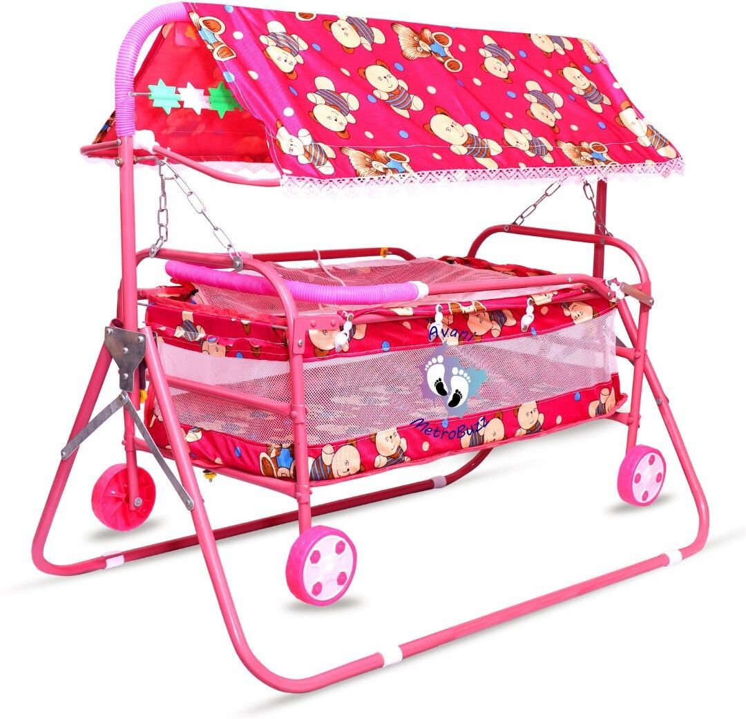 avani metrobuzz Foldable Cradle Bed with Swing Palna Jhula for New Born Baby Multiparous Crib-picture-47