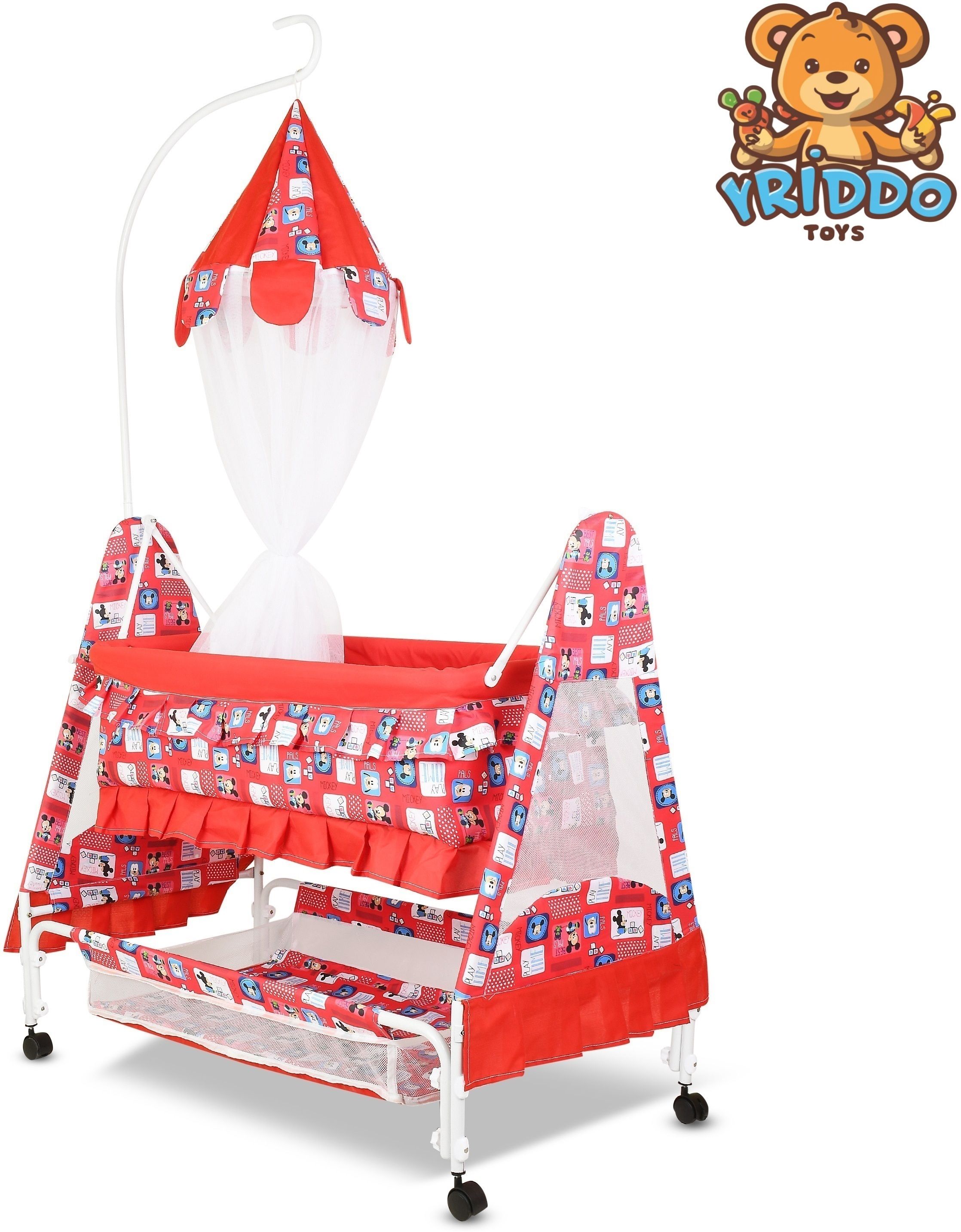 kriddo Cradle for kids cradle for baby boy and girl Cradle With Swing & Mosquito Net-picture-18