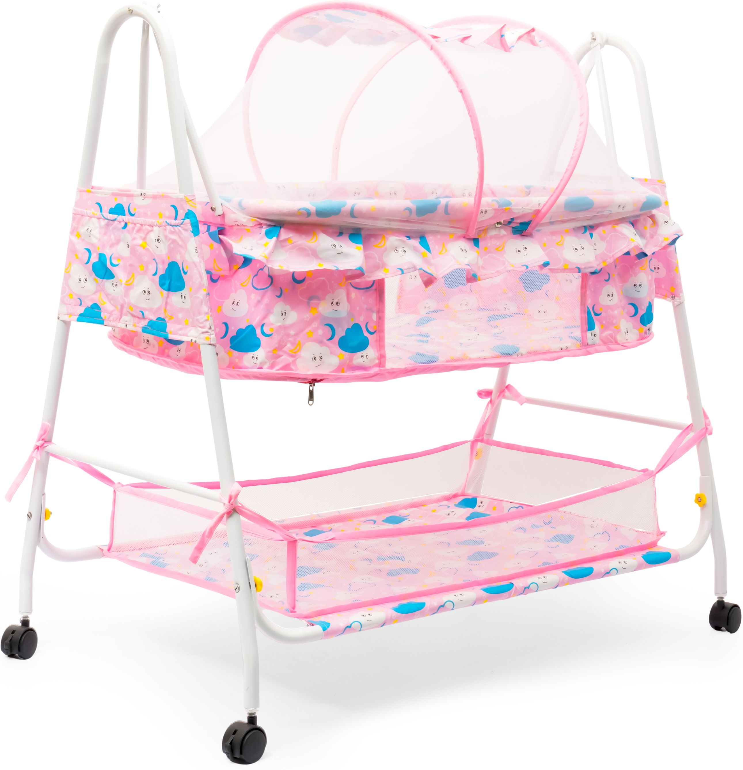 Portable Baby FIFI Cradle Pink Swing with Mosquito Net for New Born Baby-image-37