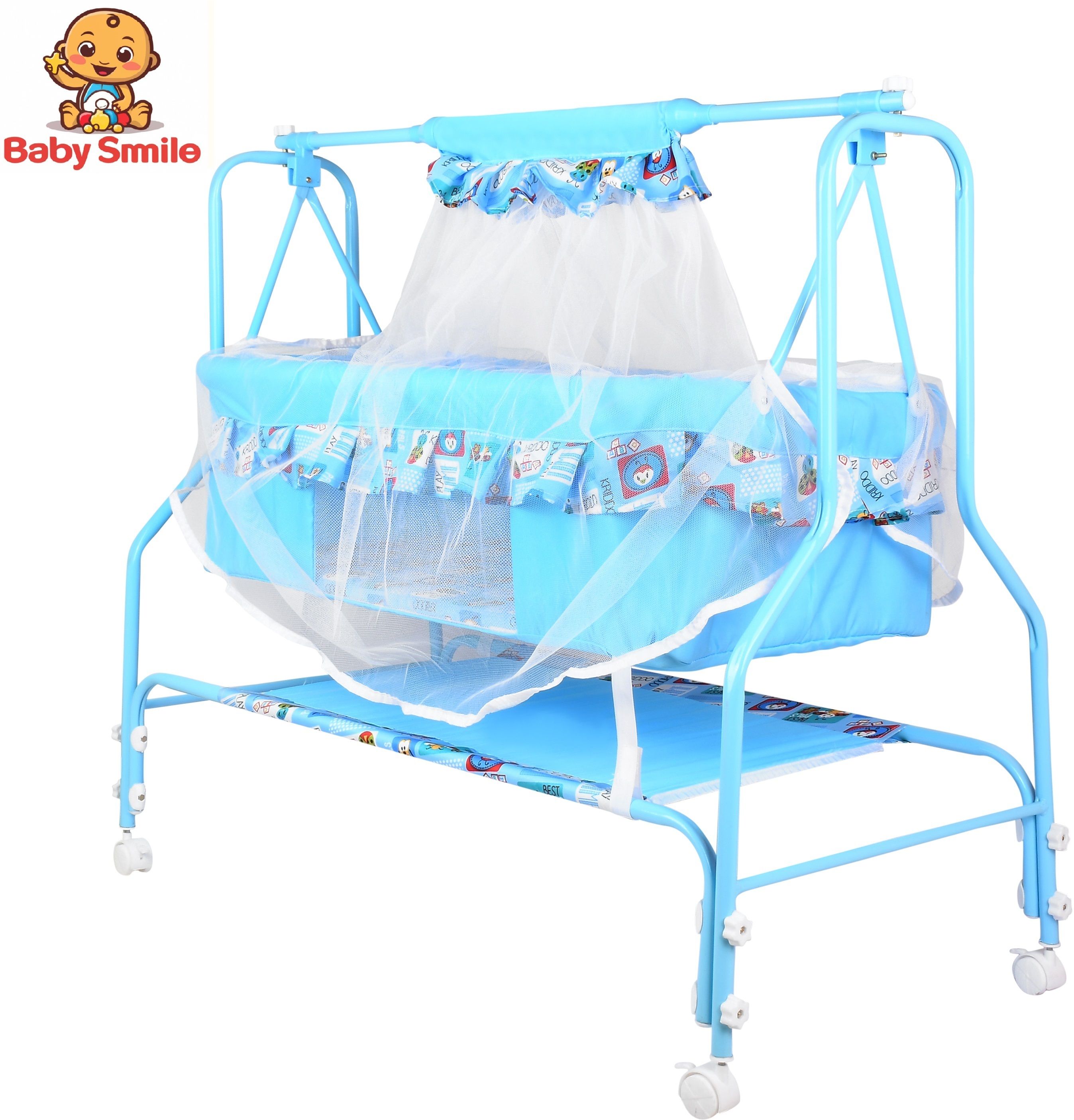 Cradle for kids cradle for baby boy and girl Cradle With Swing & Mosquito Net-image-24