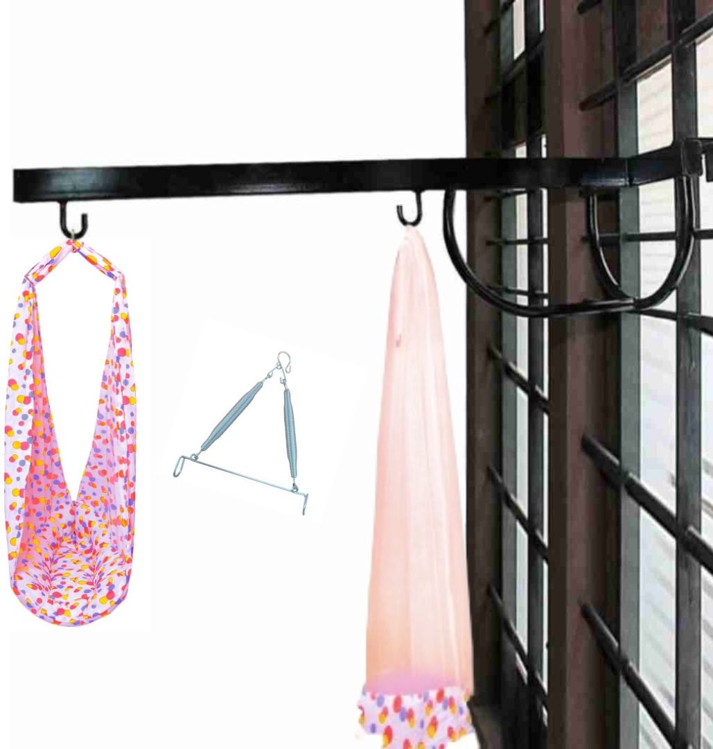 Baby net swing cradle with spring and window hanger-image-22