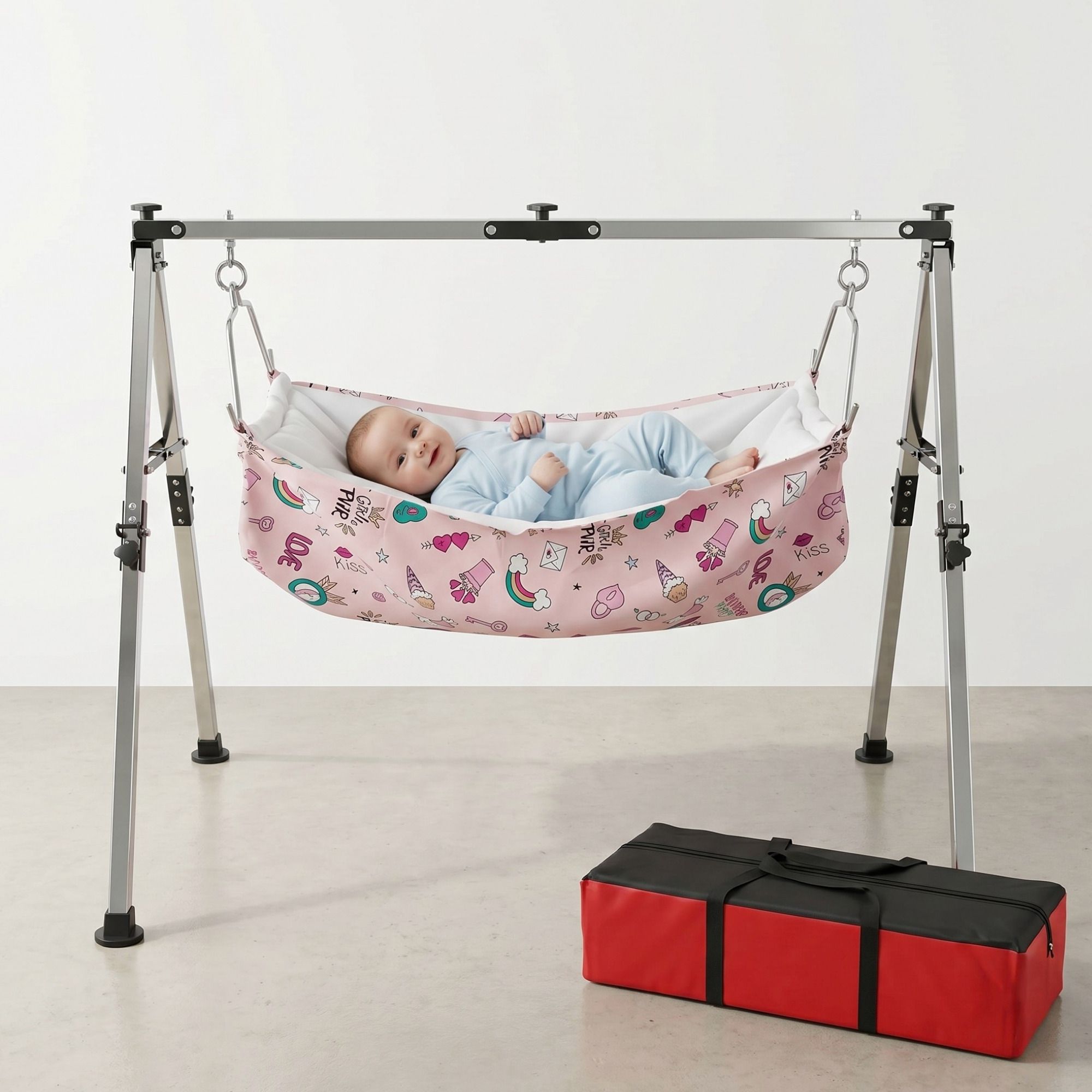 Baby Cradle with Stand NRI Foldable Jhula Palna Ghodiyu with Mosquito Net & Zip-image-11