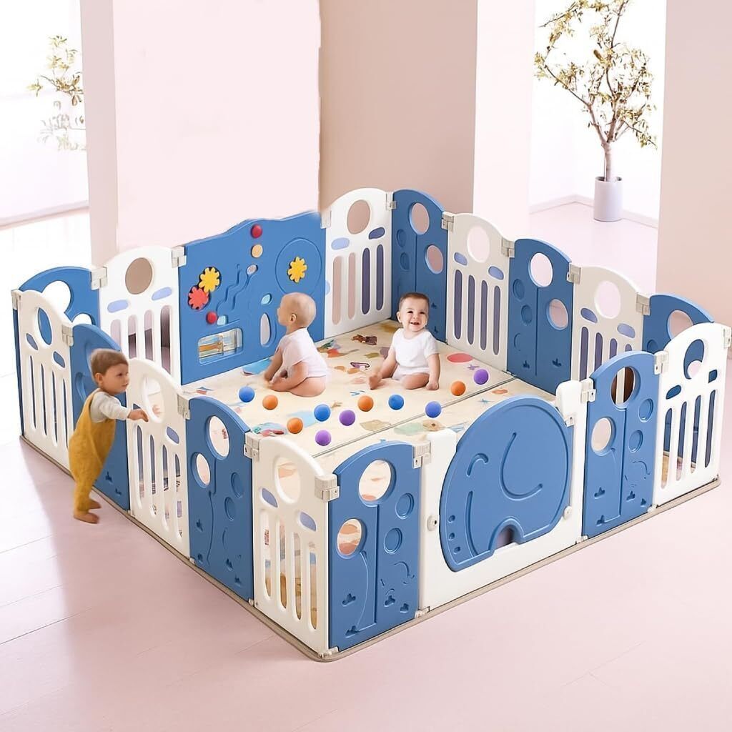 hukimoyo Large Baby Playpen 18 Panels/36 Sq Ft Play Area Indoor Setup with Mat and balls-picture-32