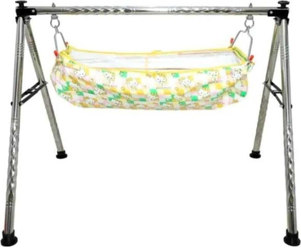 Square Pipe Baby Ghodiyu | Foldable Cradle with Kitty Hammock & Net-image-41