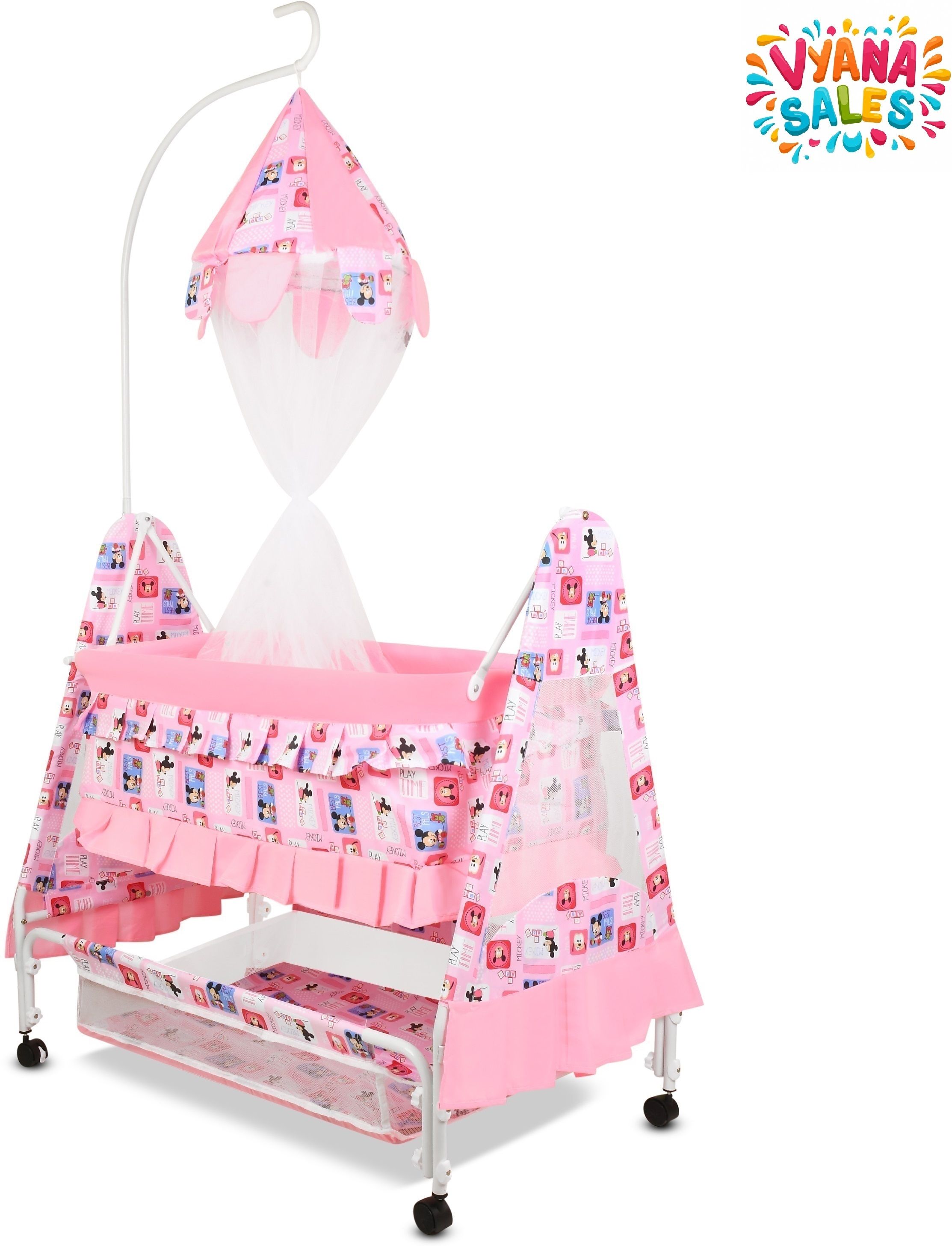 Cradle for kids cradle for baby boy and girl Cradle With Swing & Mosquito Net-image-37