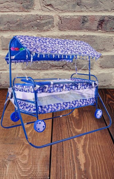 nirjala steel company AK STEEL Foldable Baby Cradle Jhula Palna For New Born (BLUE)-picture-22
