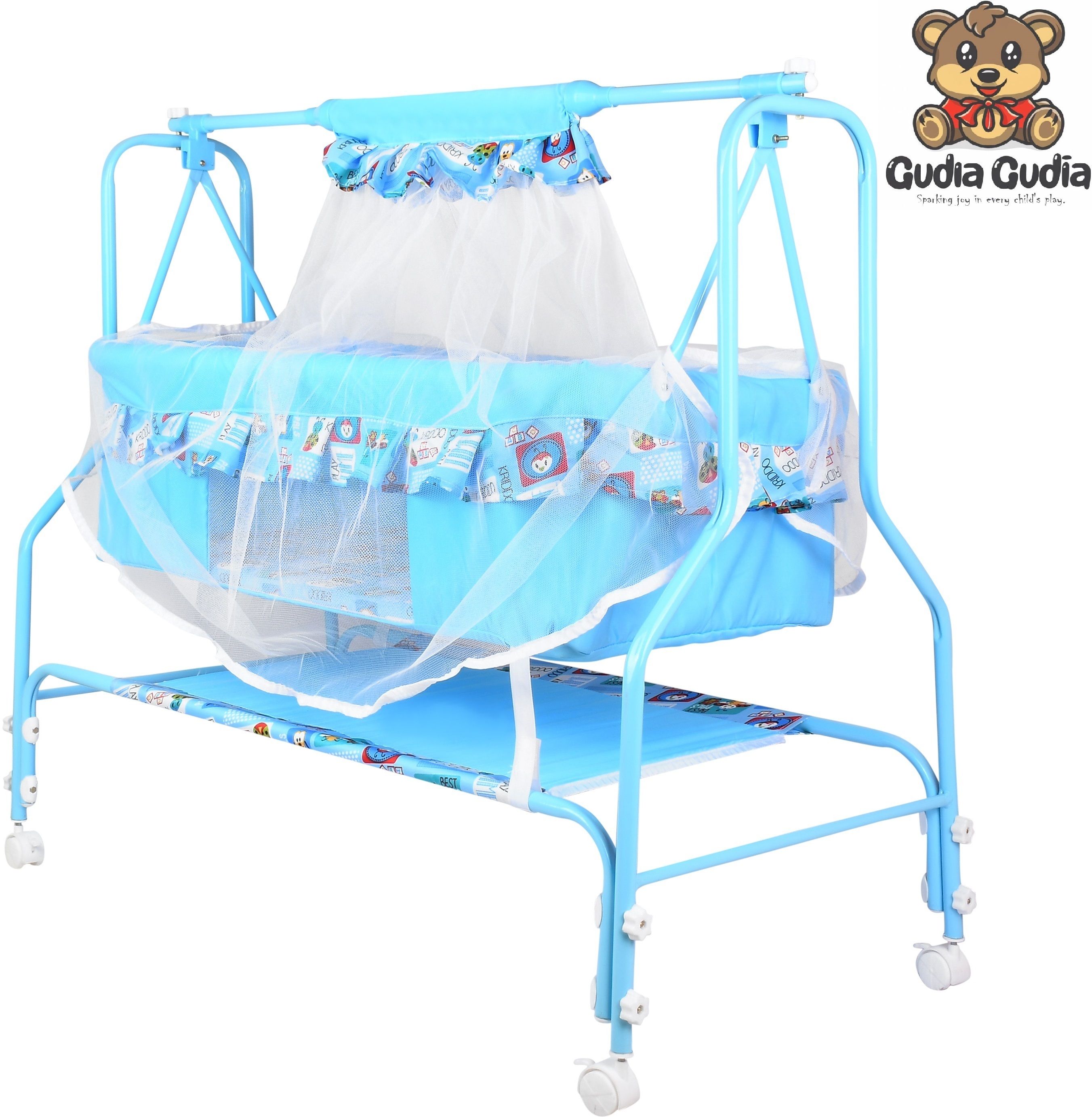 gudda gudia Cradle for kids cradle for baby boy and girl Cradle With Swing & Mosquito Net-picture-26