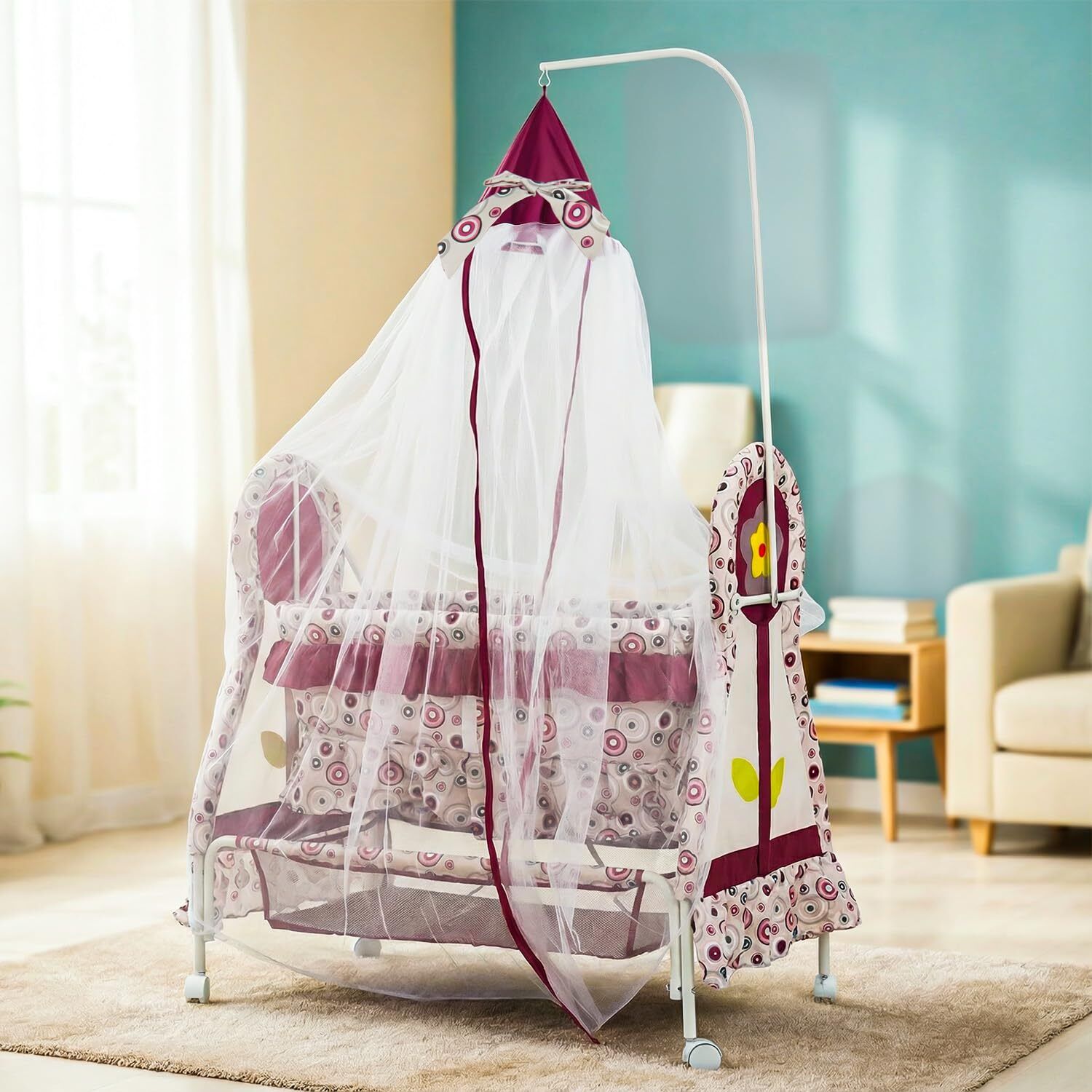 baybee Baby Swing Cradle for Baby, Infant Baby Cradle Jhula for Baby with Mosquito Net-picture-26