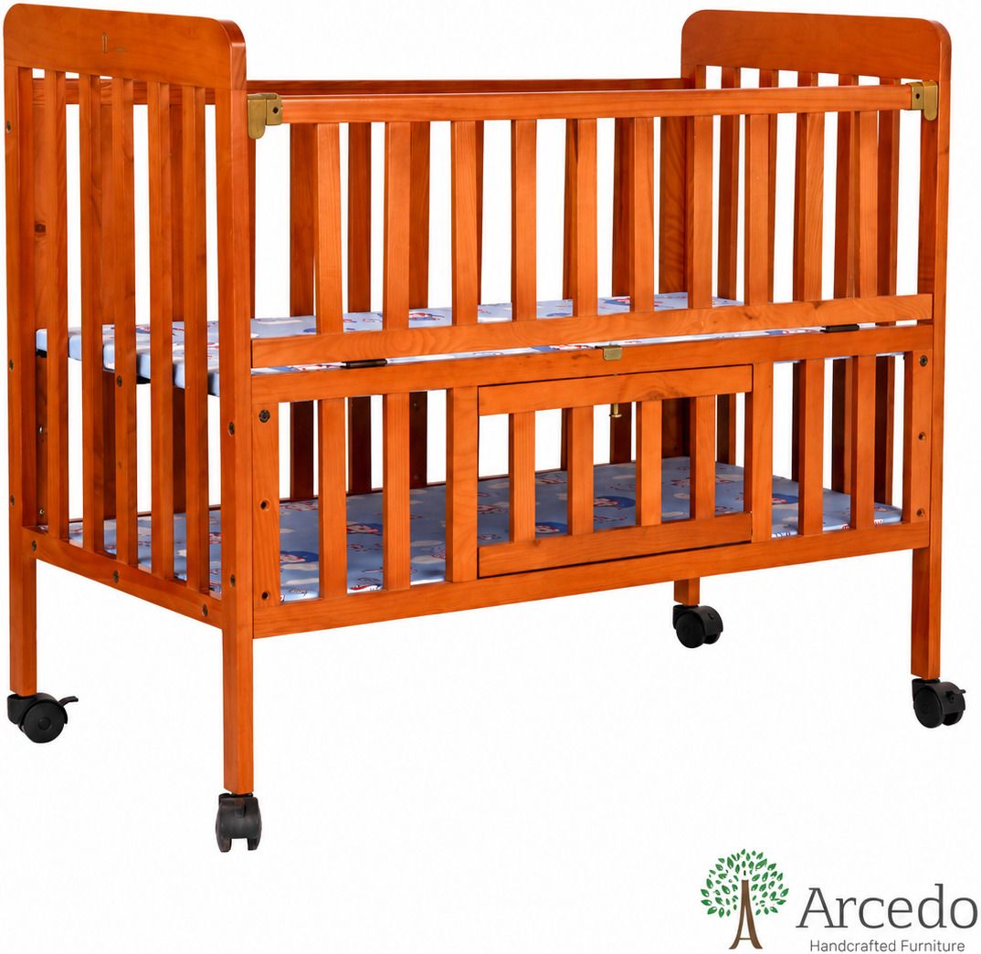 arcedokids Arcedo Florence Wooden Baby Cot with Wheels & Storage | Convertible Baby Crib|-picture-30