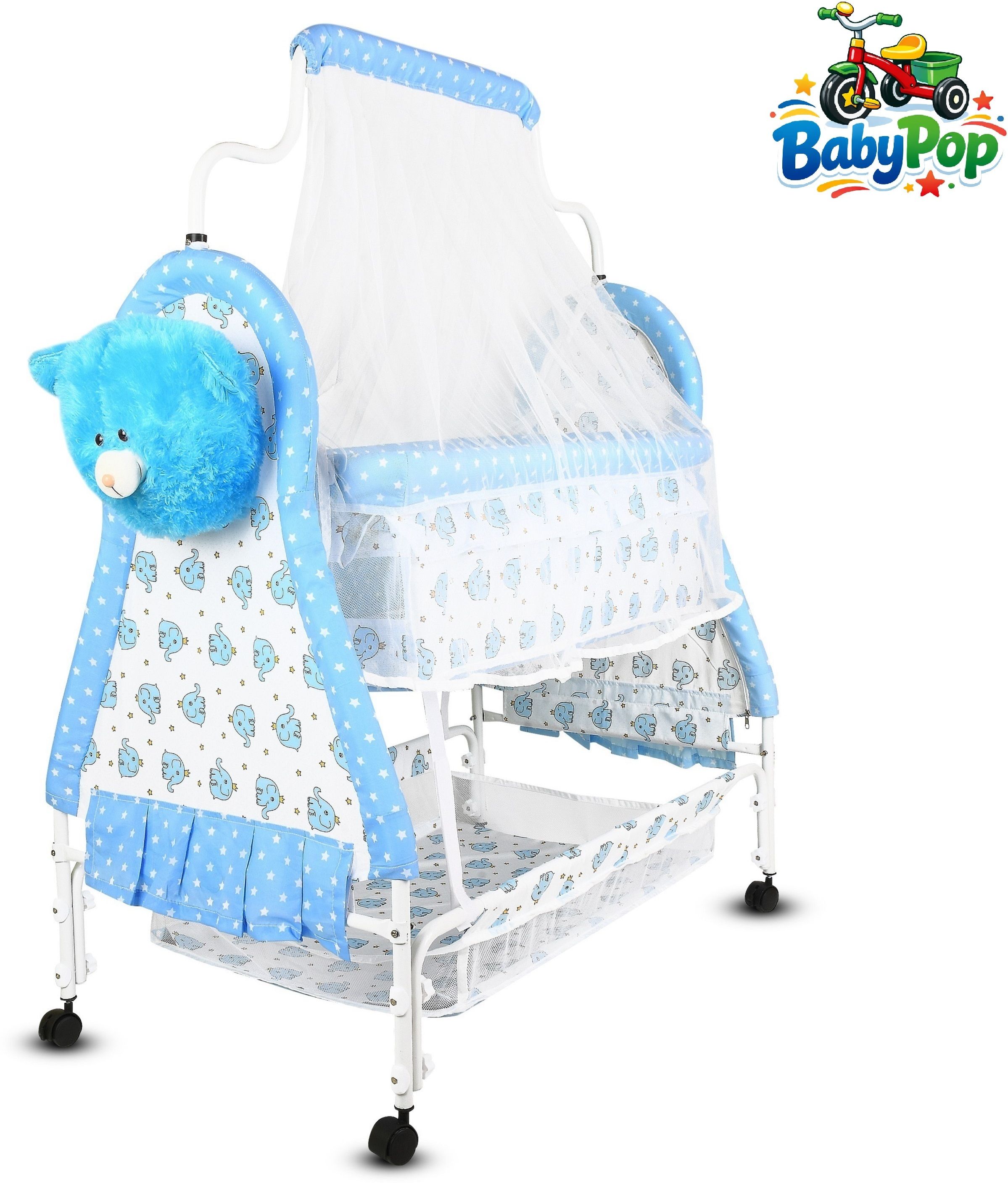 babypop Cradle for kids cradle for baby boy and girl Cradle With Swing & Mosquito Net-picture-14