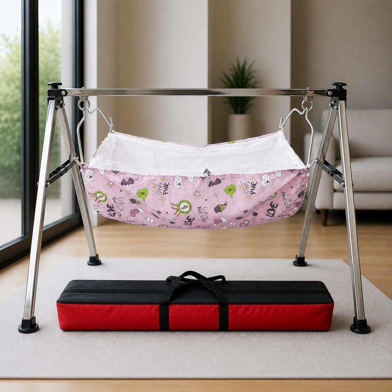 domera Folding And Portable Baby Cradle/Ghodiyu/Swing/Jula With Hammock-picture-17