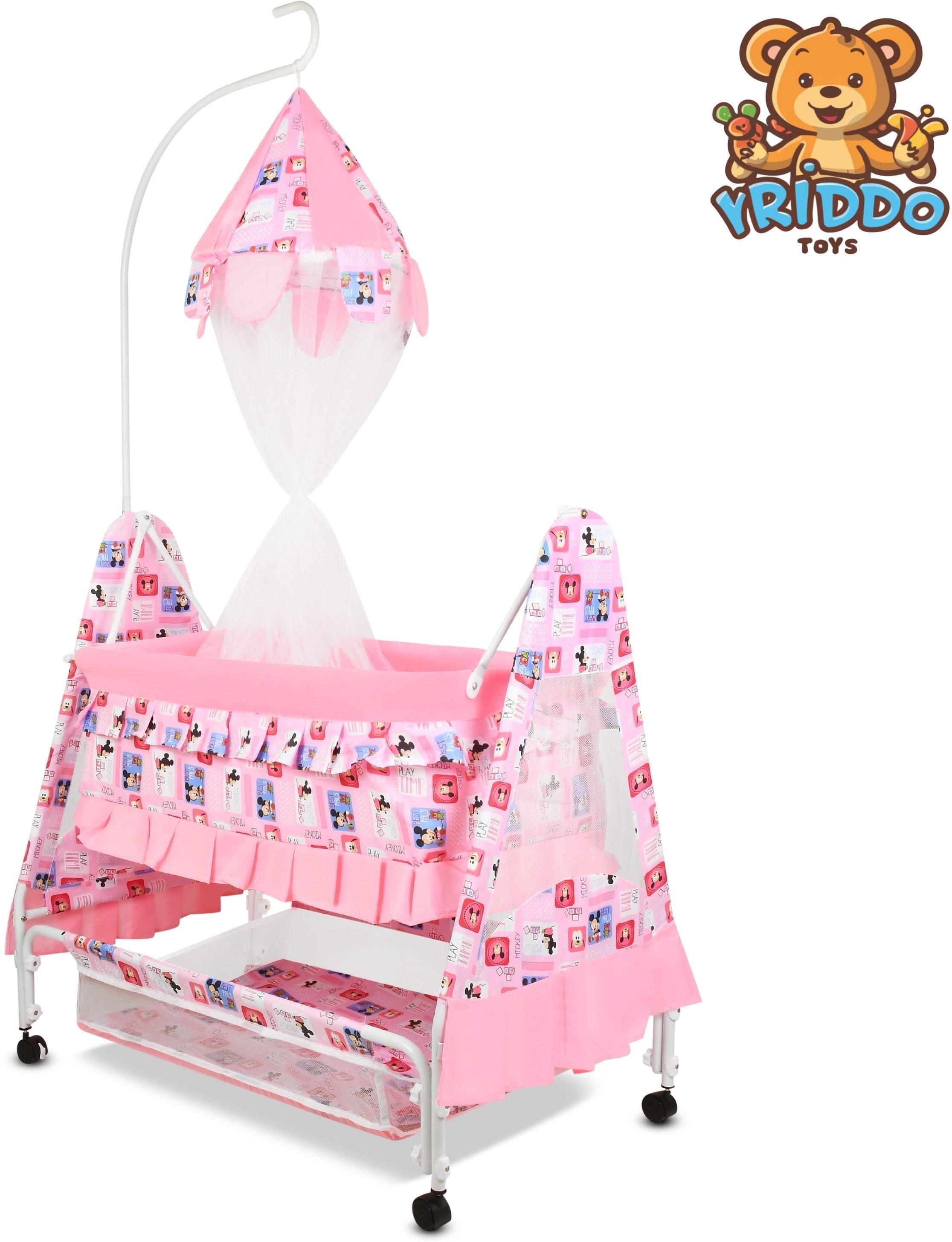 kriddo Cradle for kids cradle for baby boy and girl Cradle With Swing & Mosquito Net-picture-19