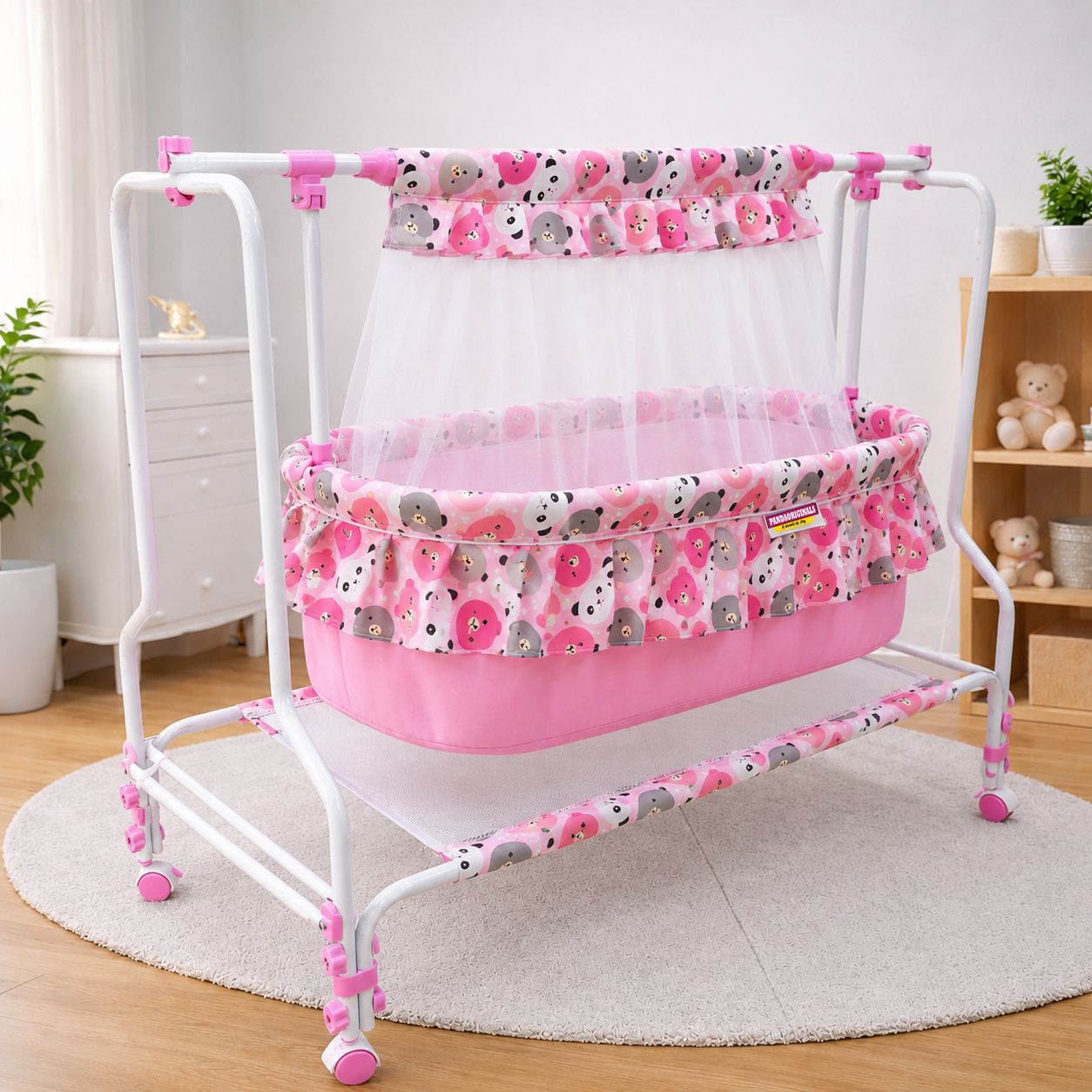 Jumbo Baby Cradle for NewBorn Baby Sleep Swing with Mosquito net for 0-13 Months-image-39