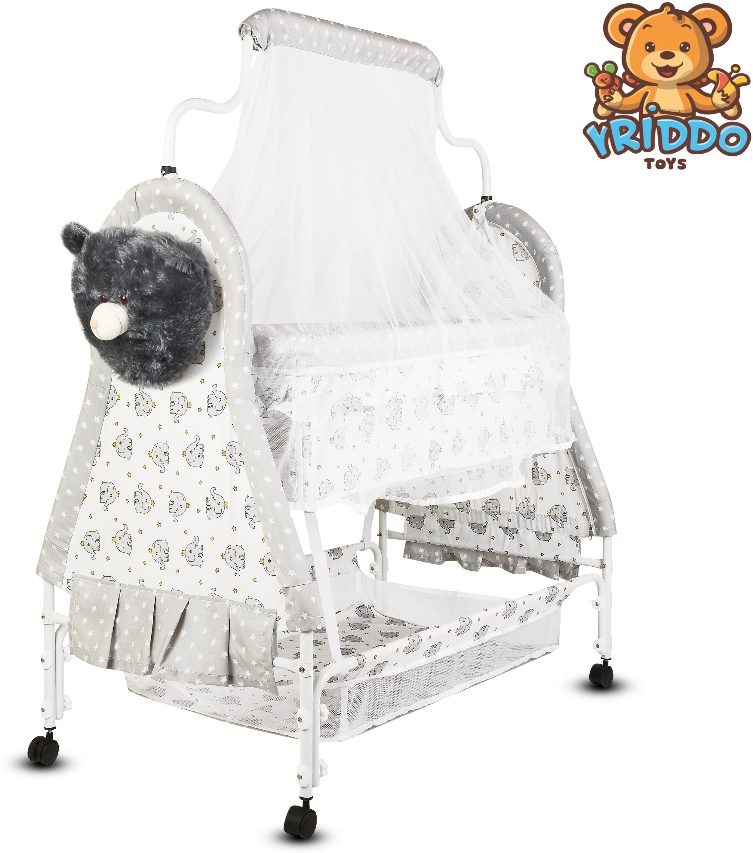 kriddo Cradle for kids cradle for baby boy and girl Cradle With Swing & Mosquito Net-picture-12
