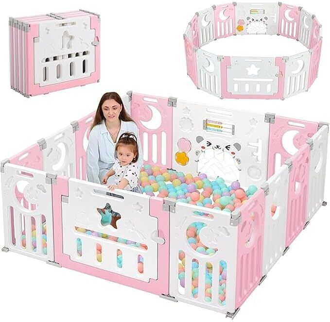 tinybloom 18Panel Playpen for Kids Baby Gate Fence with Safety Lock Balls & Mat for Babies-picture-13
