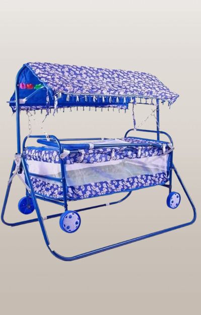 Baby Cradle Cot Cum Stroller BLUE-image-12