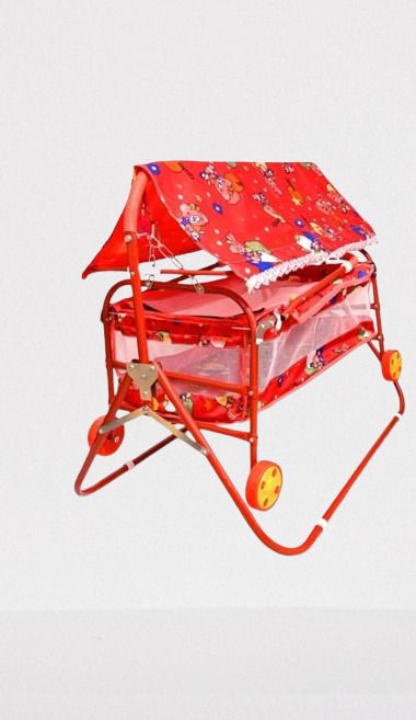 AK STEEL Foldable Baby Cradle Jhula Palna For New Born (RED_-image-35