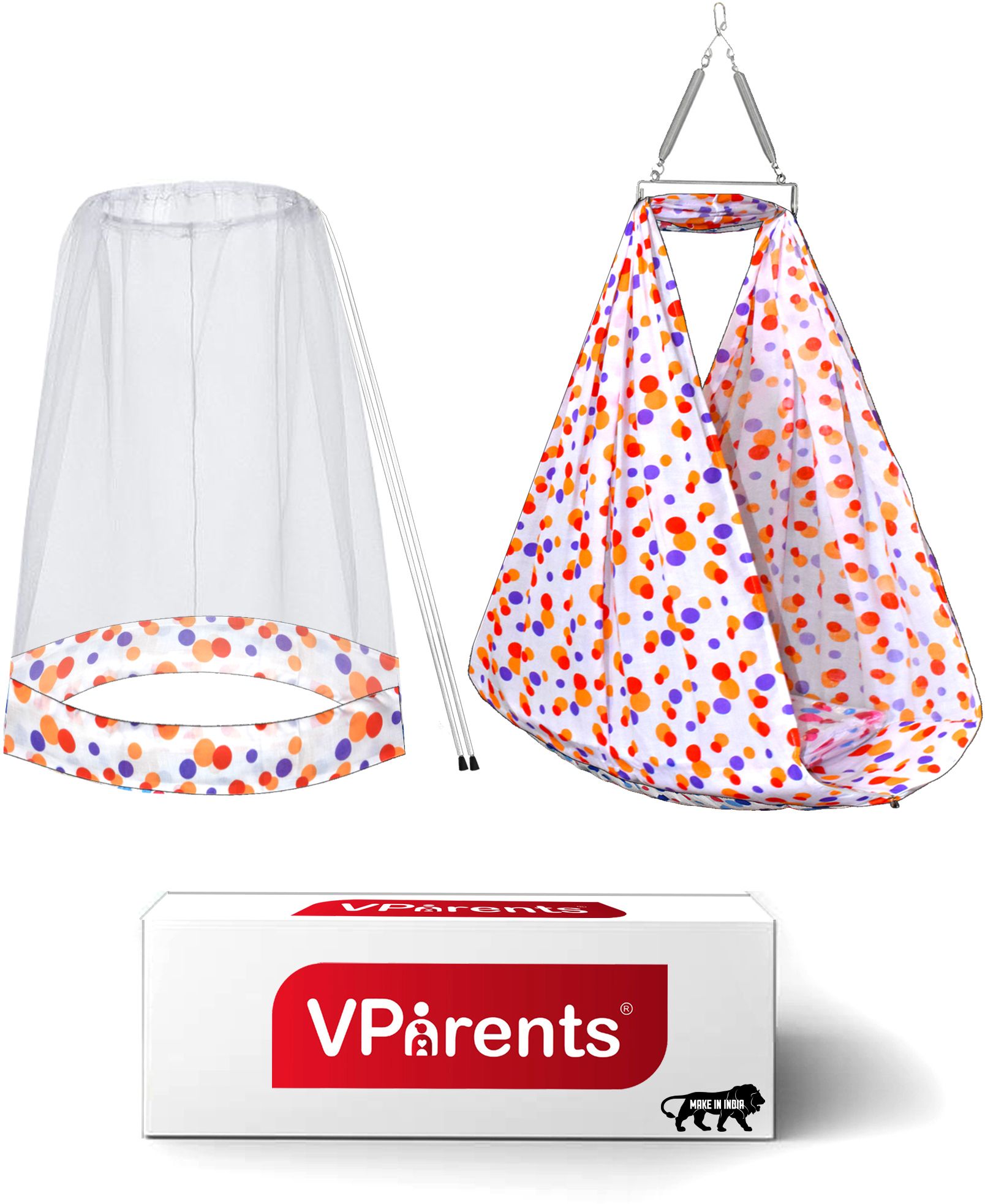 vparents Preemie Baby Swing Cradle with Mosquito Net and Spring-picture-11