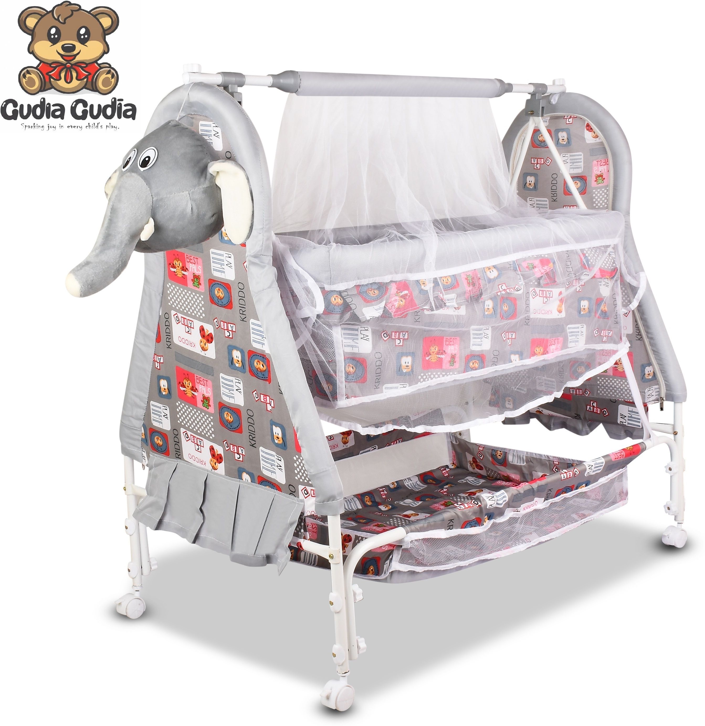 gudda gudia Cradle for kids cradle for baby boy and girl Cradle With Swing & Mosquito Net-picture-30