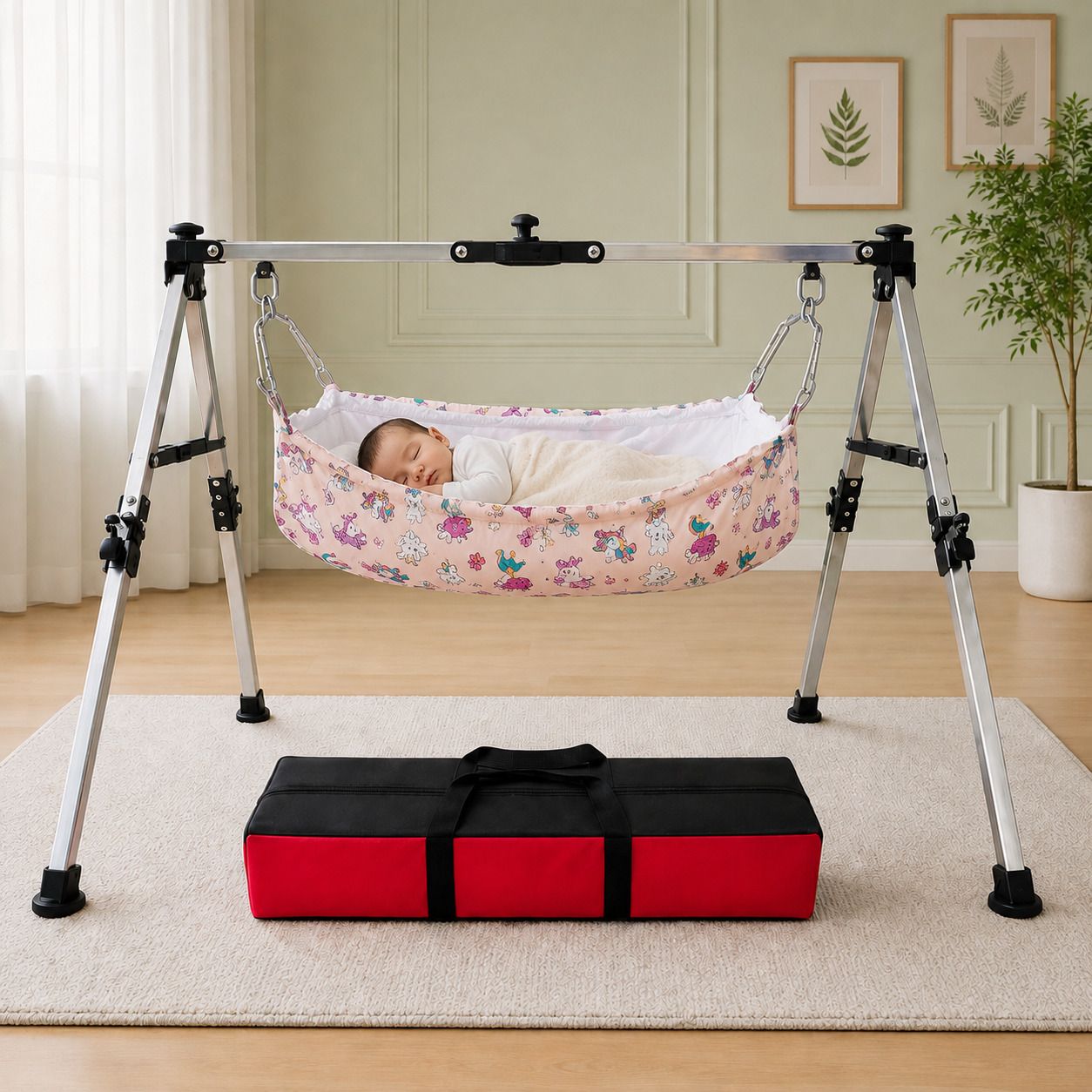 hamru baby care Stainless Steel NRI Folding Baby Cradle/Ghodiyu/Baby Jhula/Baby Parna Hammock1PK-picture-12