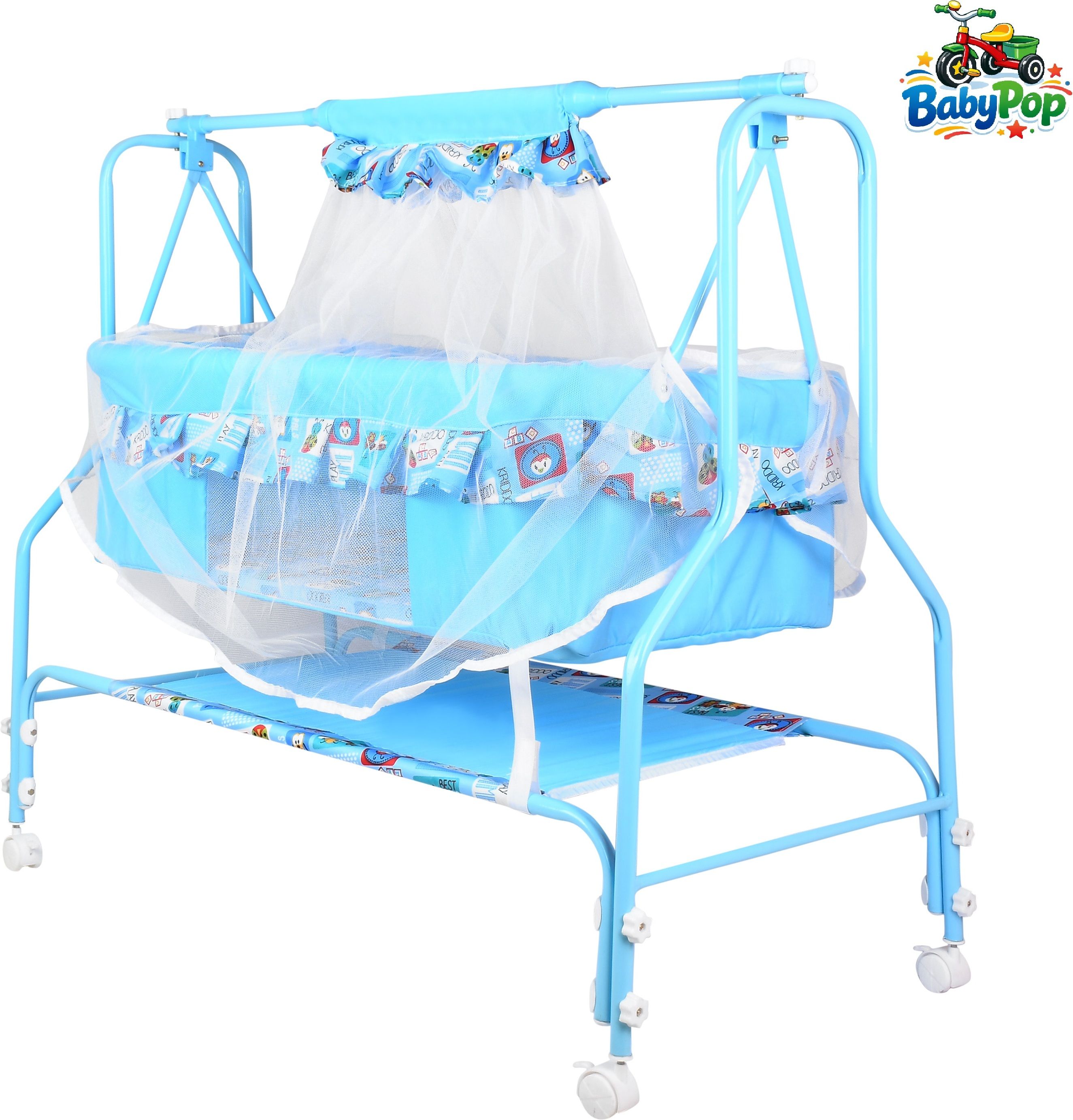Cradle for kids cradle for baby boy and girl Cradle With Swing & Mosquito Net-image-32