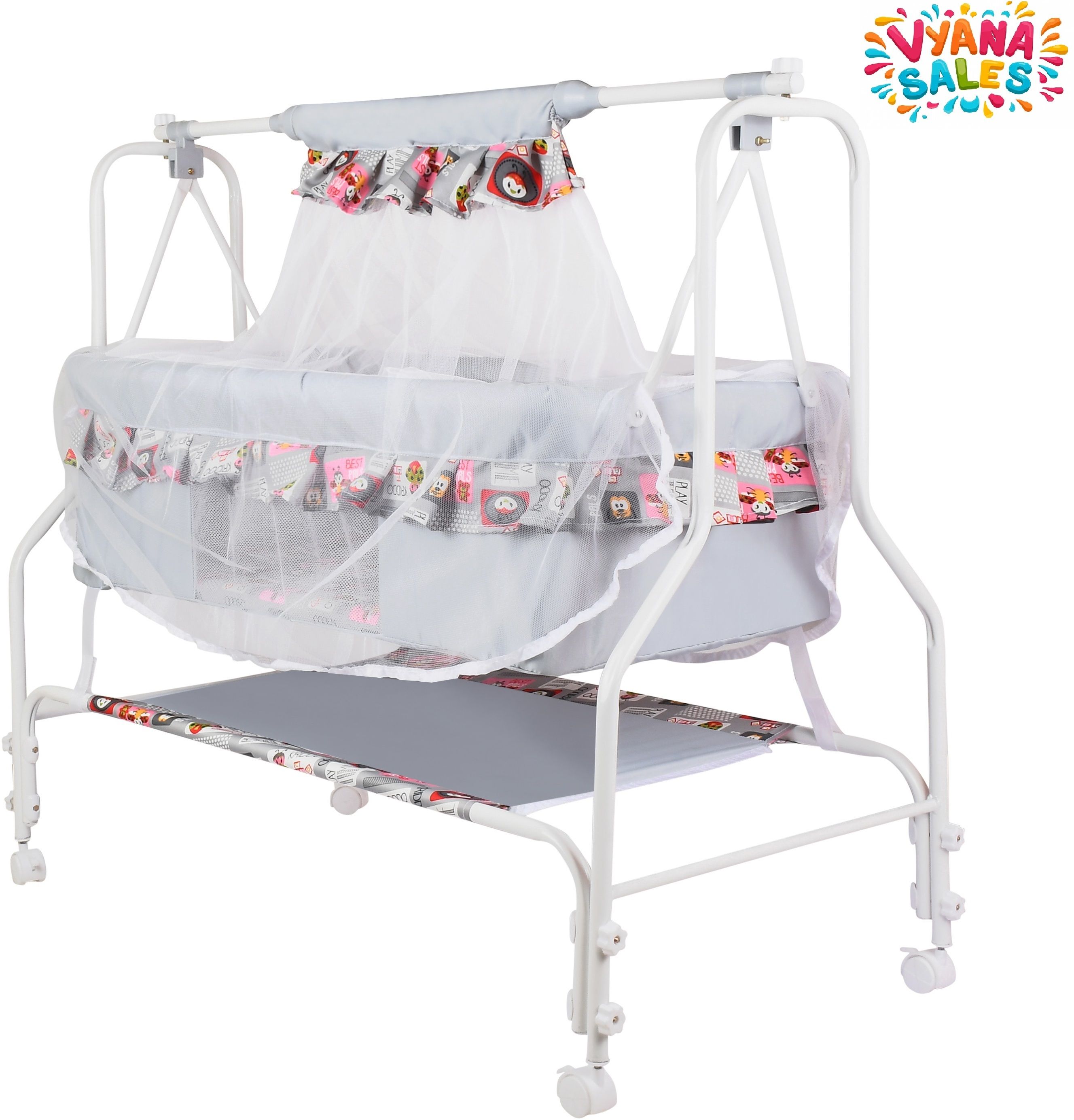 Cradle for kids cradle for baby boy and girl Cradle With Swing & Mosquito Net-image-45