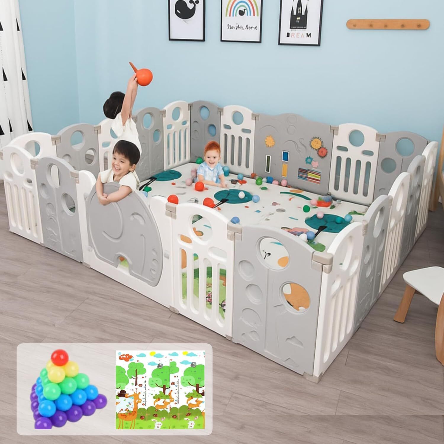 Playpen for Kids Baby Play Yard area Foldable fence for Toddlers Babies cradle-image-35