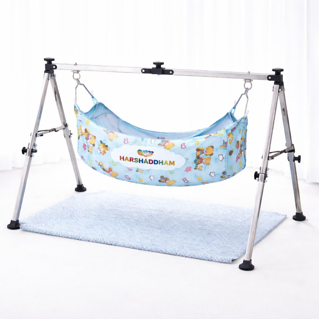 harshaddham Stainless Steel Foldable Baby, Infant Cradle, Indian Style Ghodiyu, Palna, Swing-picture-28