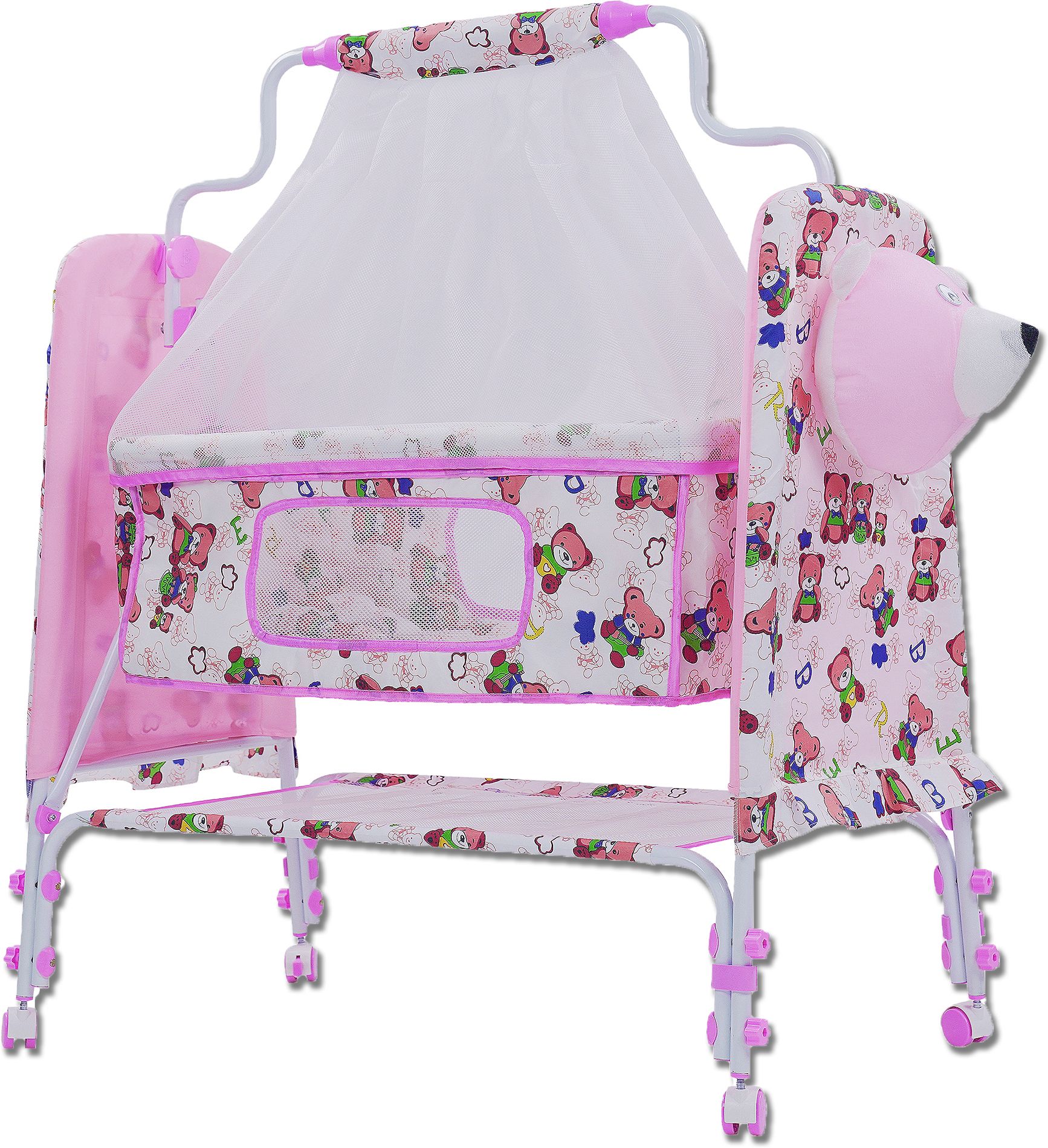 BEST QUALITY BABY CRADLE Baby Jhula Cute Panda Face WITH SWING LOCK FUNCTION-image-44