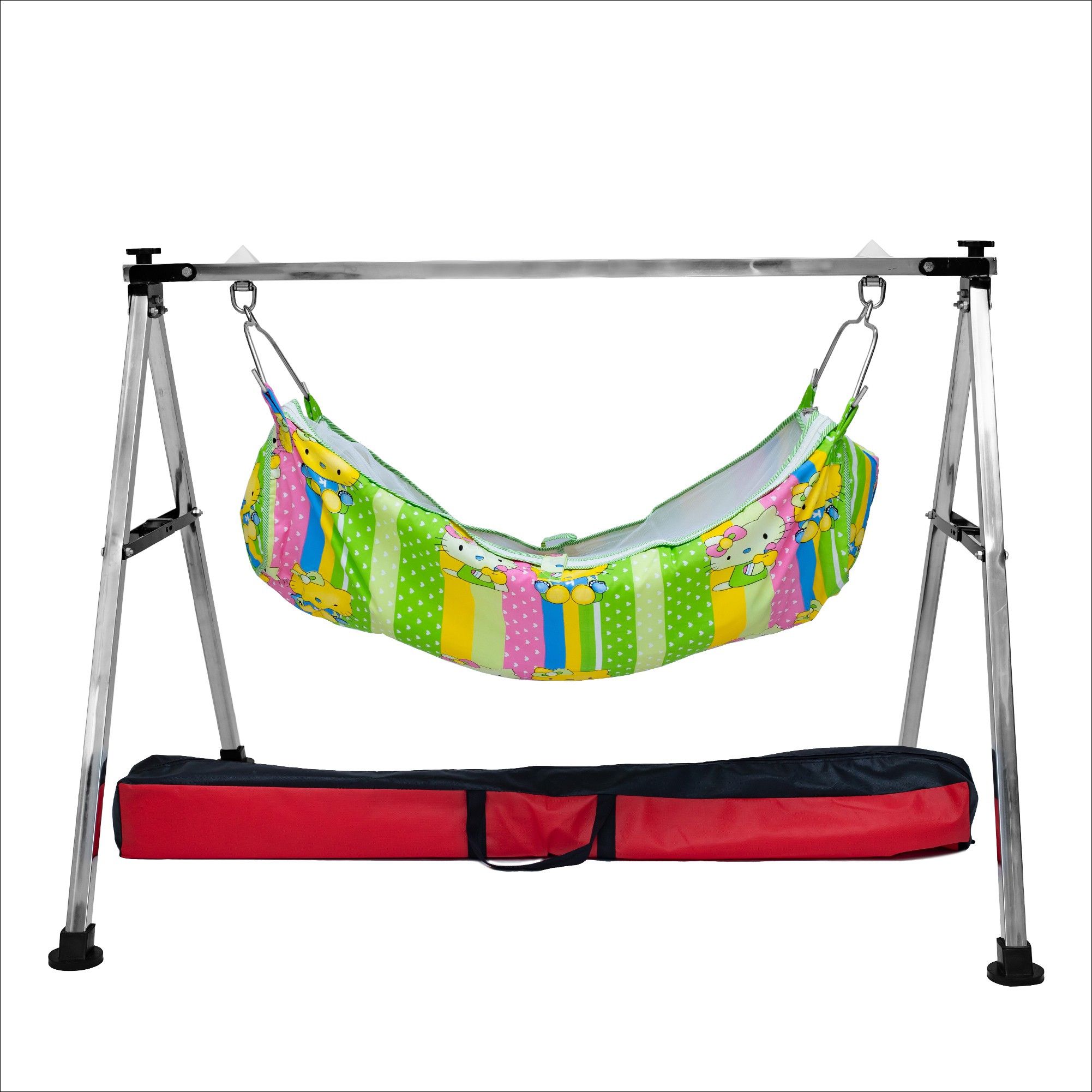 Vhvl-Swing Baby Cradle Ghodiyu+Hammock /Khoyu+Mosquito Net.(St.Steel )(Mo.0338A)-image-15