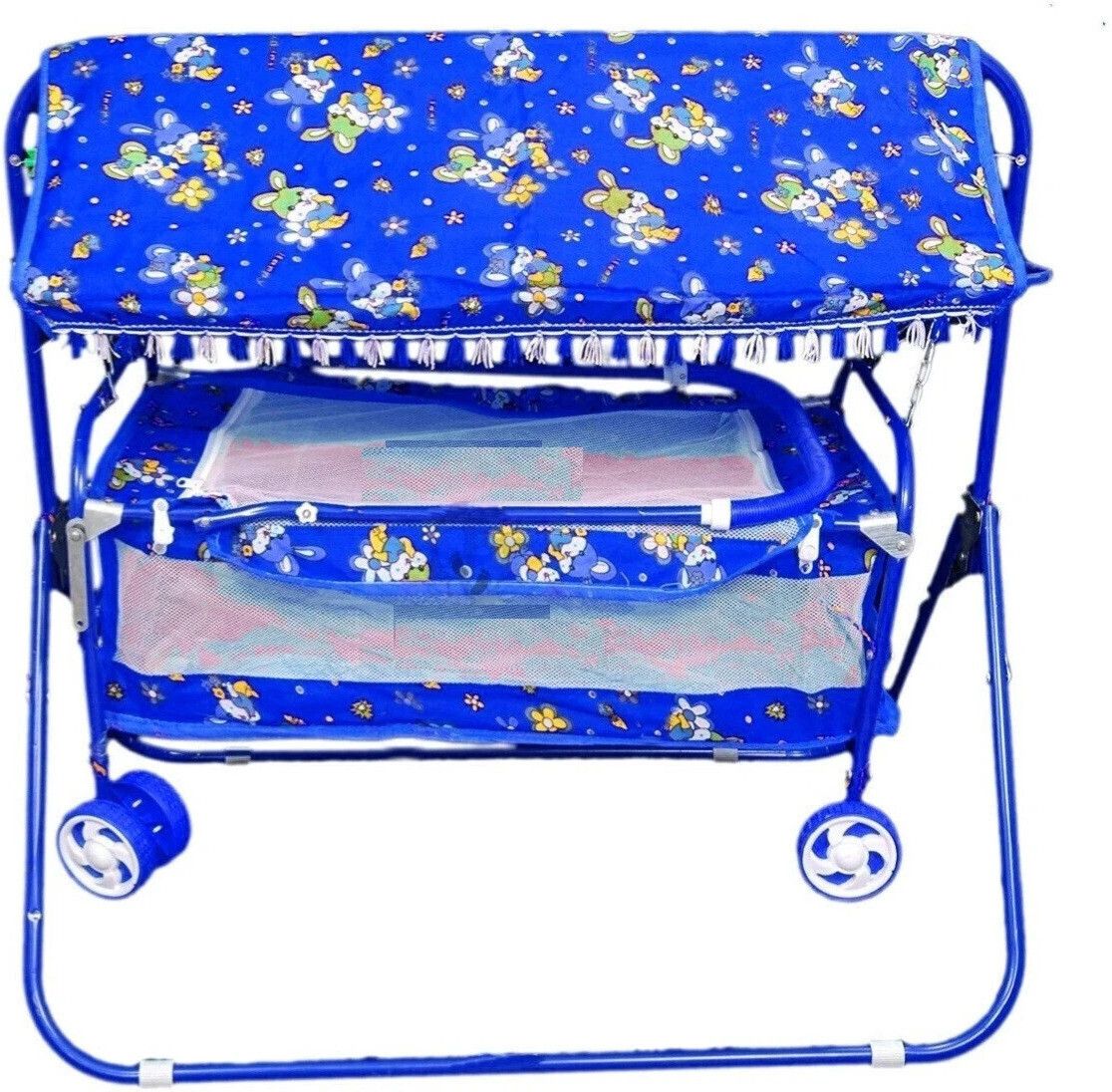 Foldable Baby Cradle with Swing & Mosquito Net, 0-8 Months-image-12