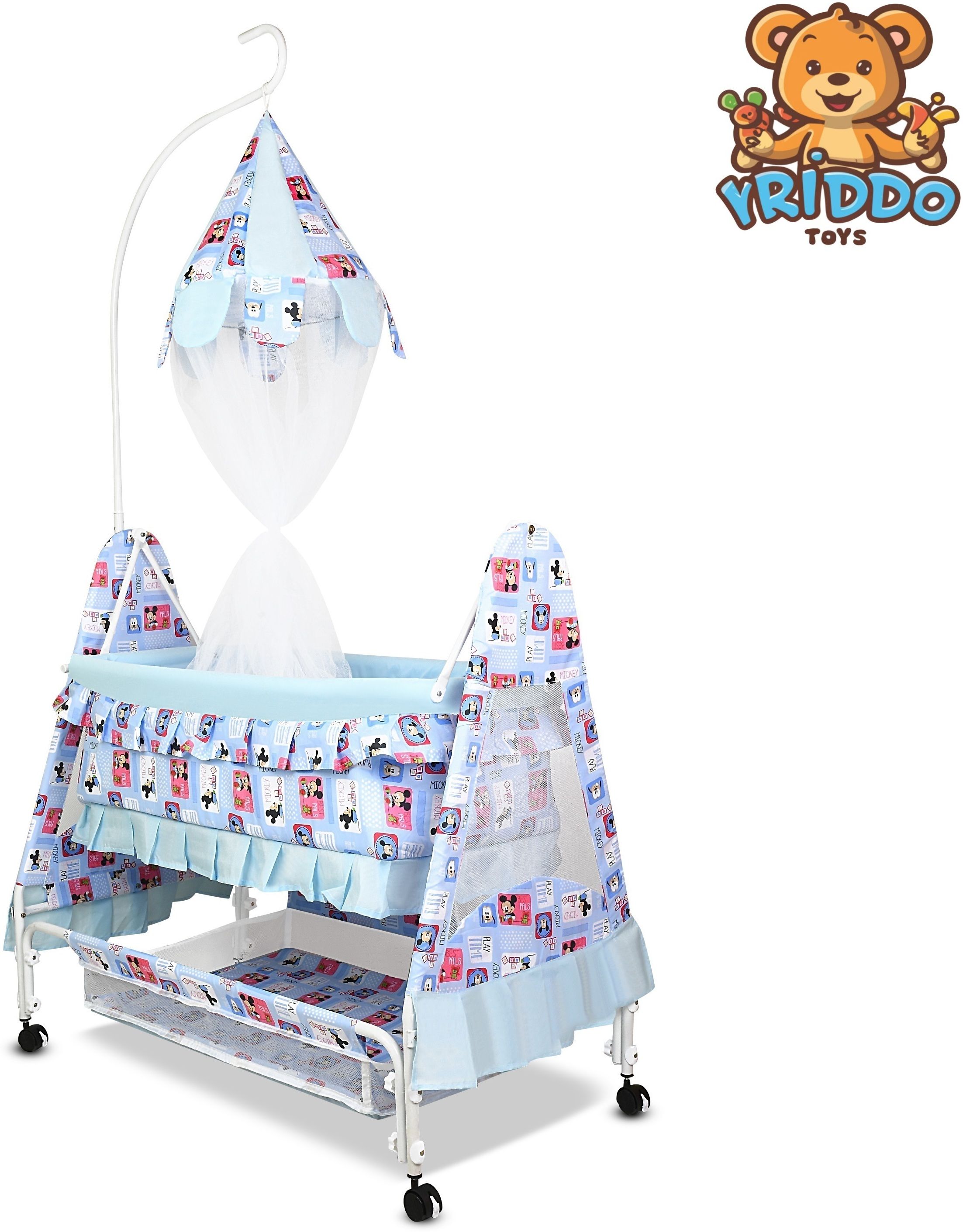 kriddo Cradle for kids cradle for baby boy and girl Cradle With Swing & Mosquito Net-picture-14