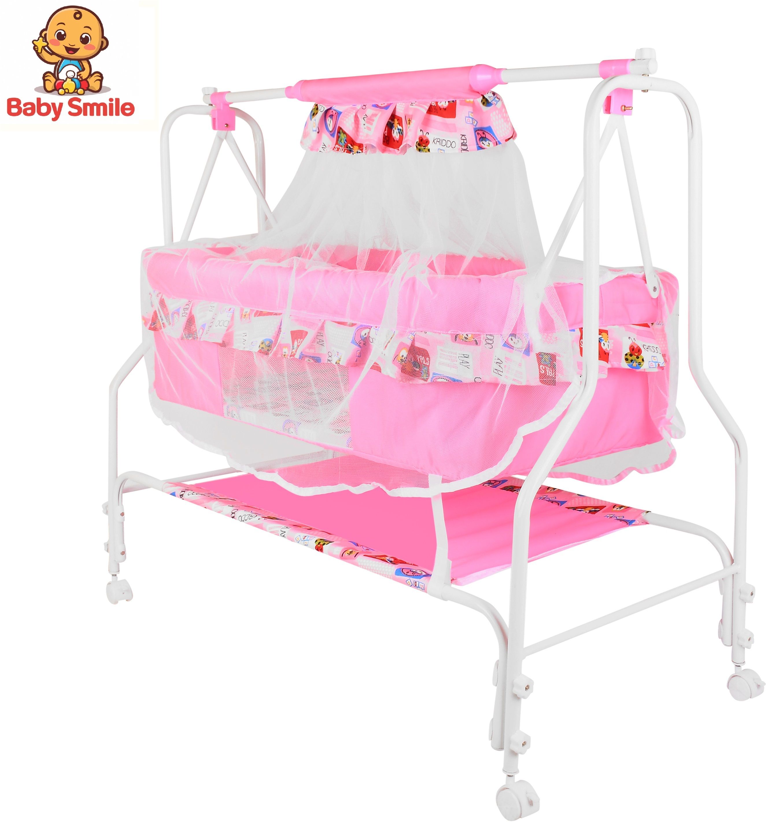 baby smile Cradle for kids cradle for baby boy and girl Cradle With Swing & Mosquito Net-picture-24