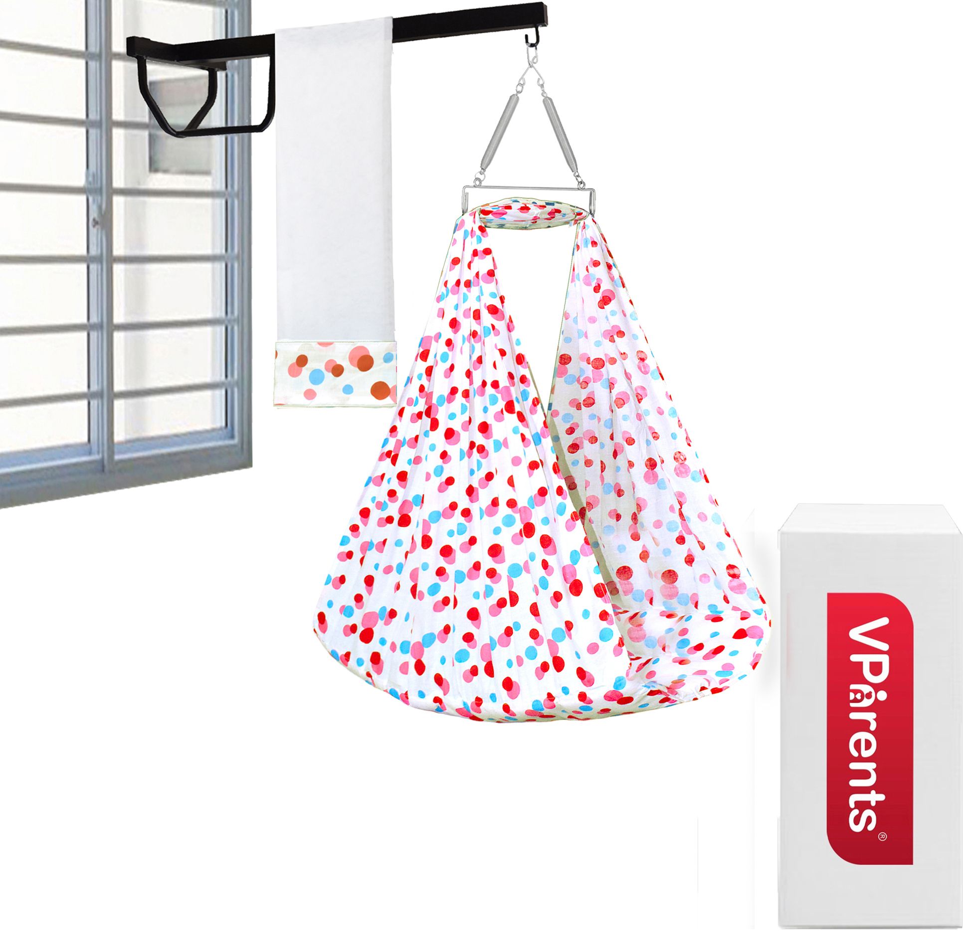 Preemie Baby Swing Cradle with Mosquito Net Spring and metal window hanger-image-27