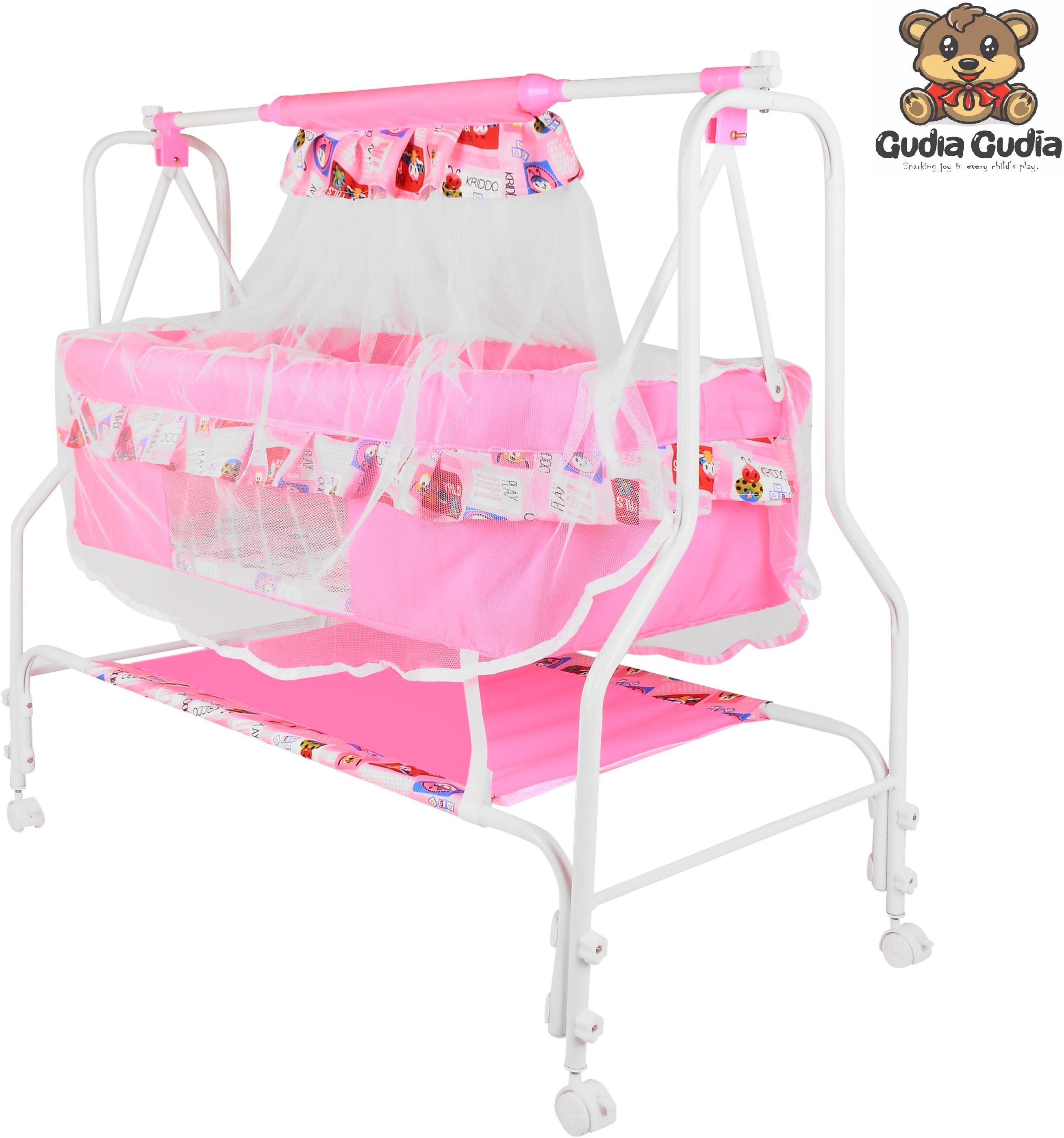 gudda gudia Cradle for kids cradle for baby boy and girl Cradle With Swing & Mosquito Net-picture-18