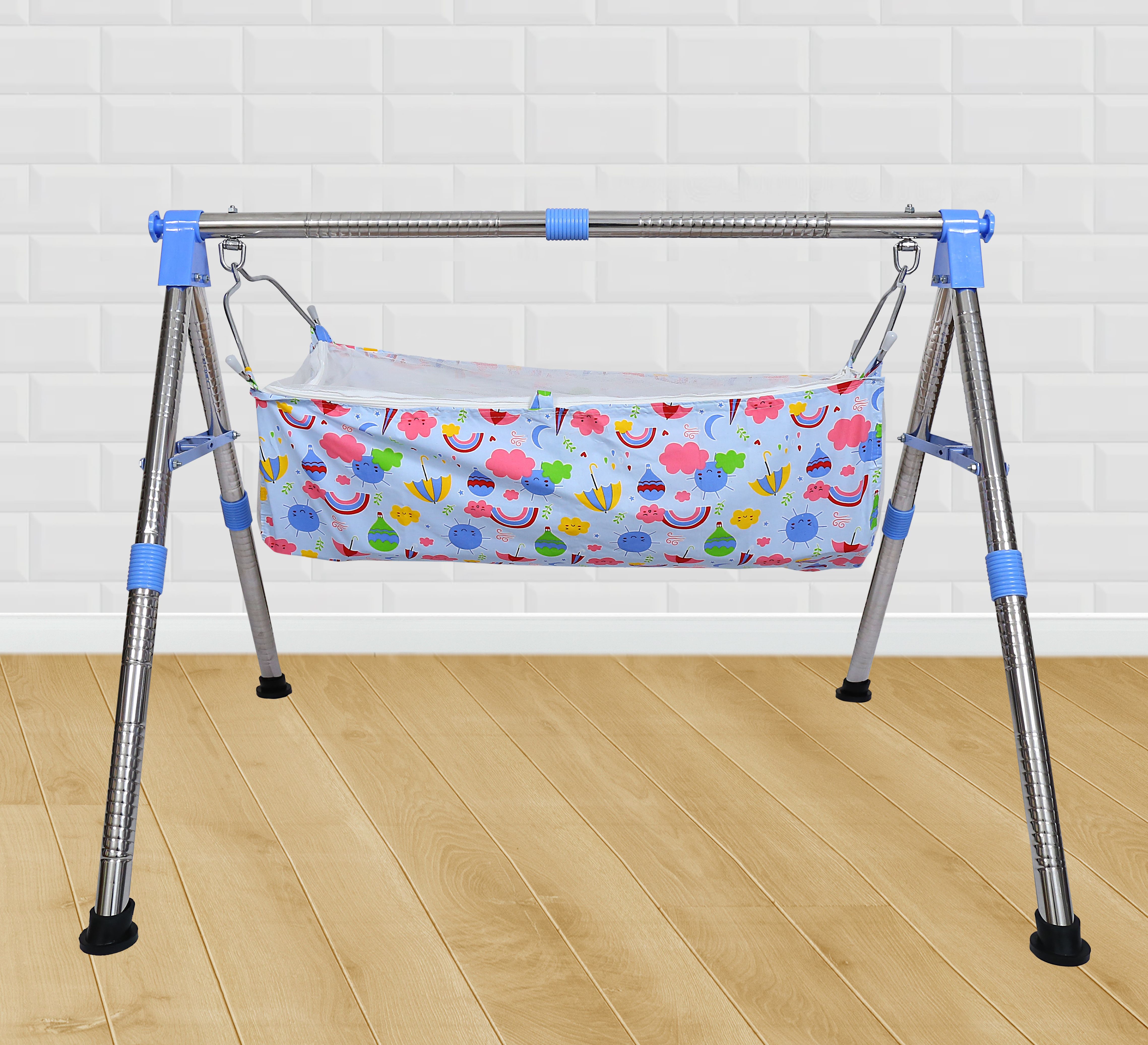 Portable Foldable Baby Cradle | Indian Ghodiyu Style with Stainless Steel Frame-image-25