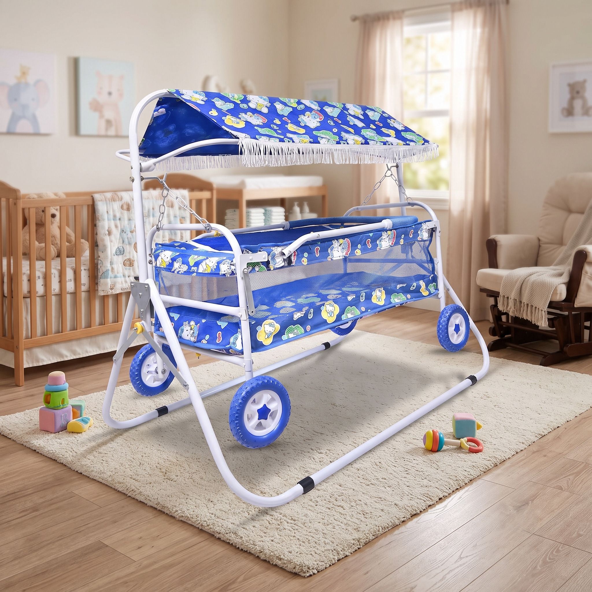 avani metrobuzz Classic Baby Crib Cradle Bassinet Jhula Palna Stroller For 0 to 12 Months Baby-picture-35