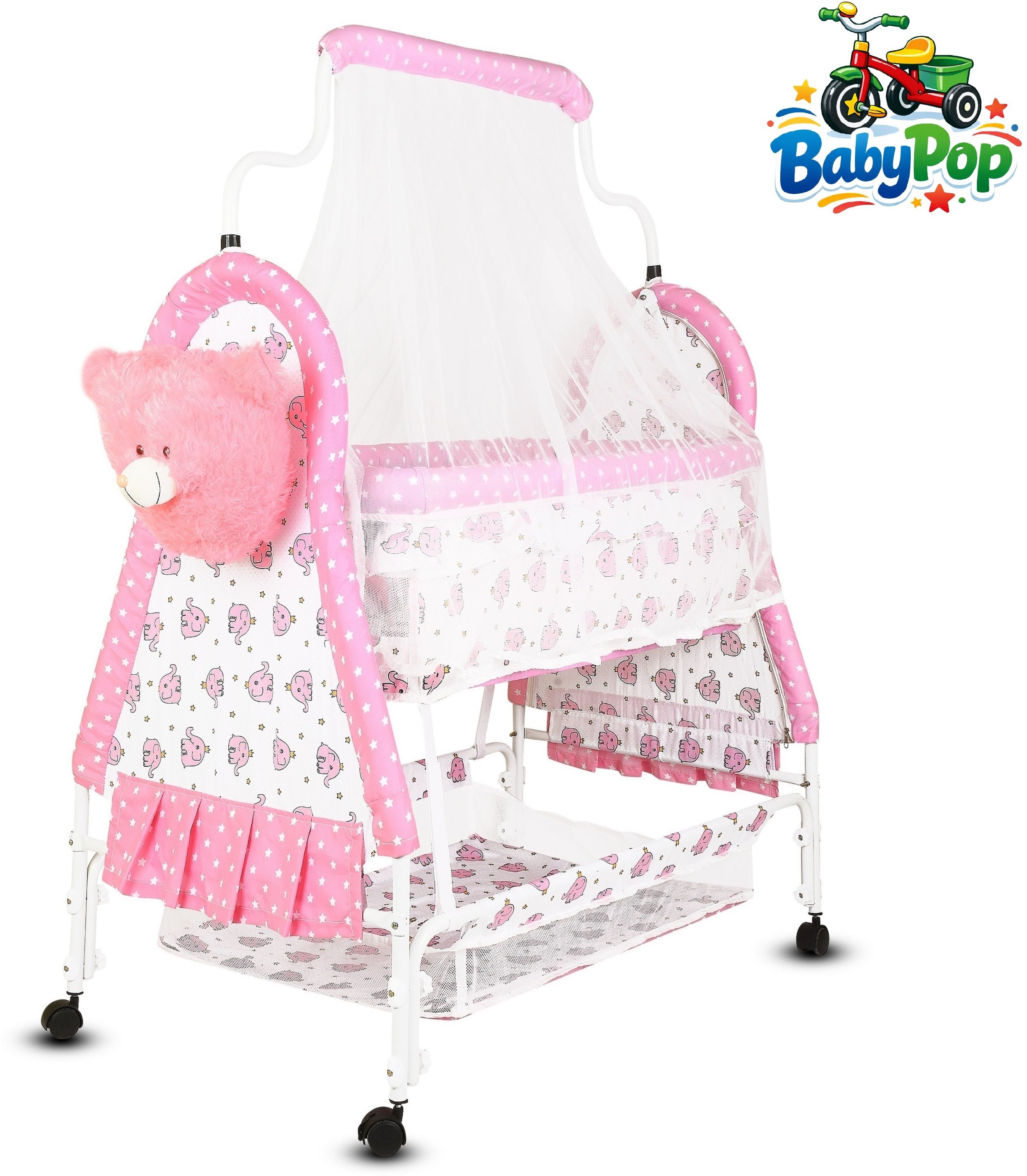babypop Cradle for kids cradle for baby boy and girl Cradle With Swing & Mosquito Net-picture-21
