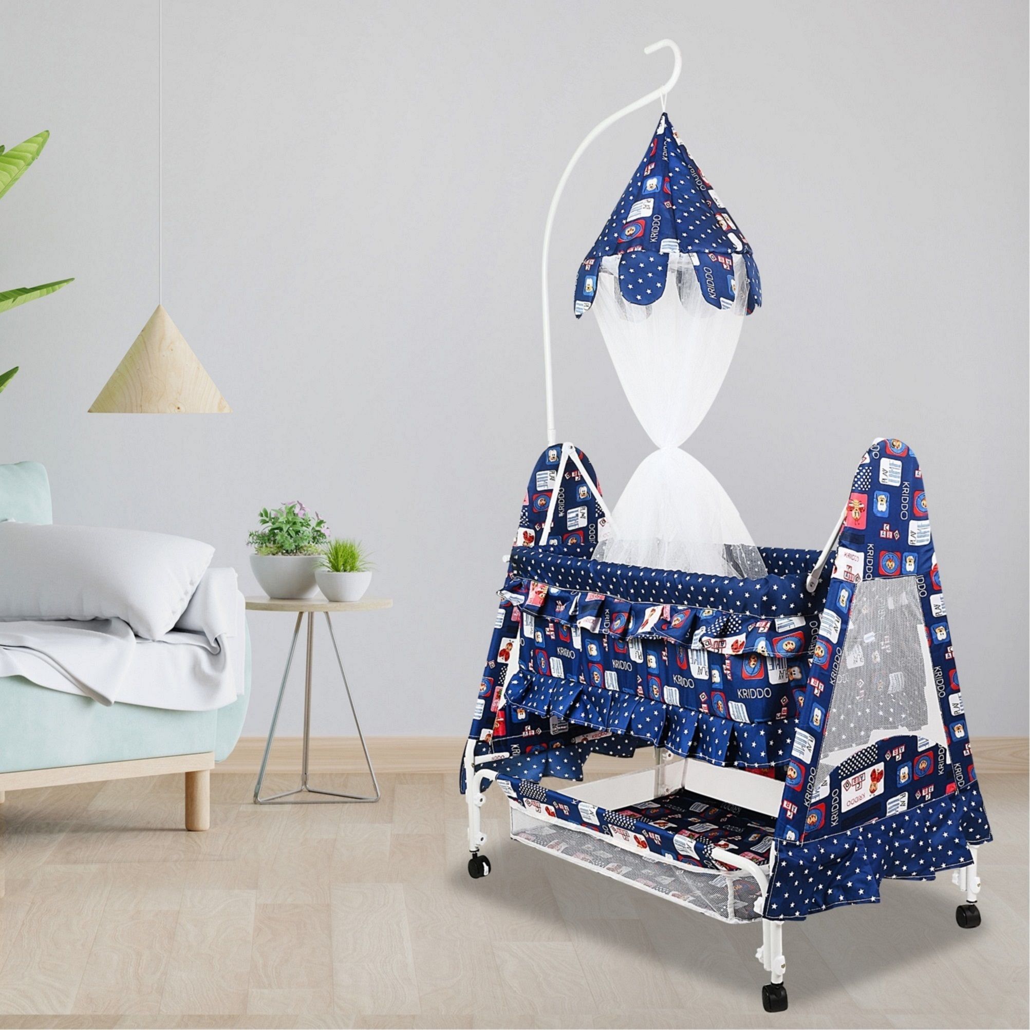 crew4 Cradle for kids cradle for baby boy and girl Cradle With Swing & Mosquito Net-picture-1