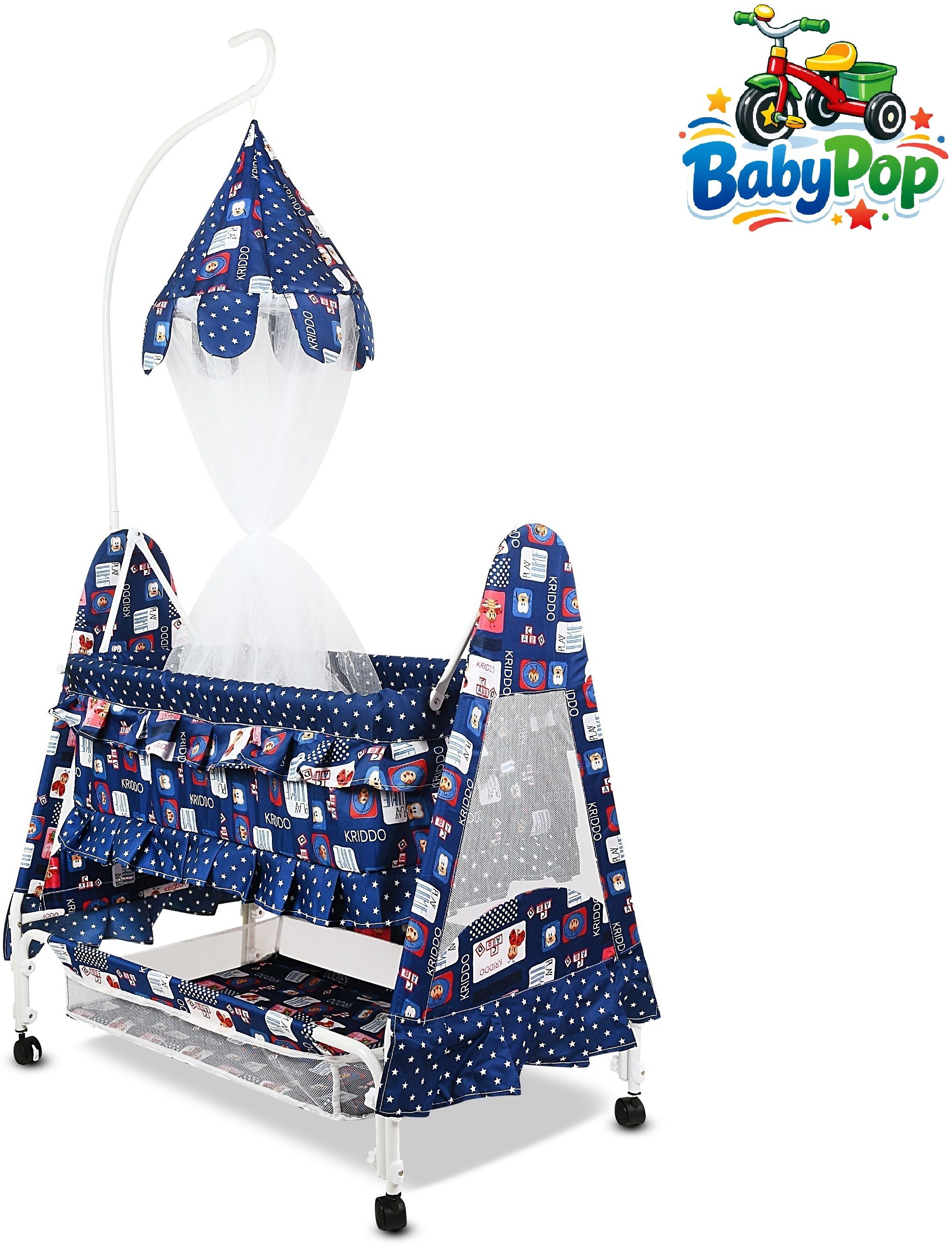 babypop Cradle for kids cradle for baby boy and girl Cradle With Swing & Mosquito Net-picture-46