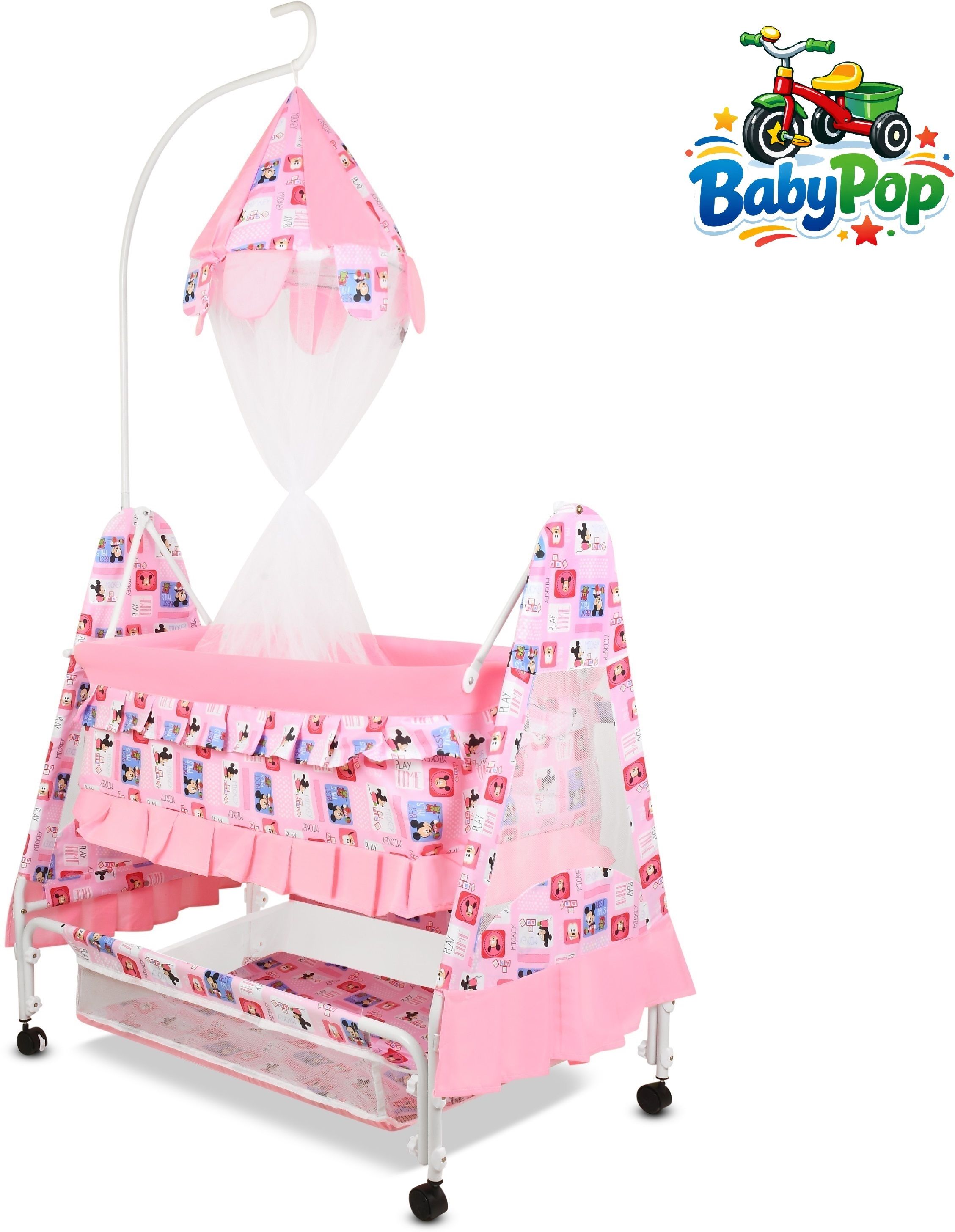 babypop Cradle for kids cradle for baby boy and girl Cradle With Swing & Mosquito Net-picture-29