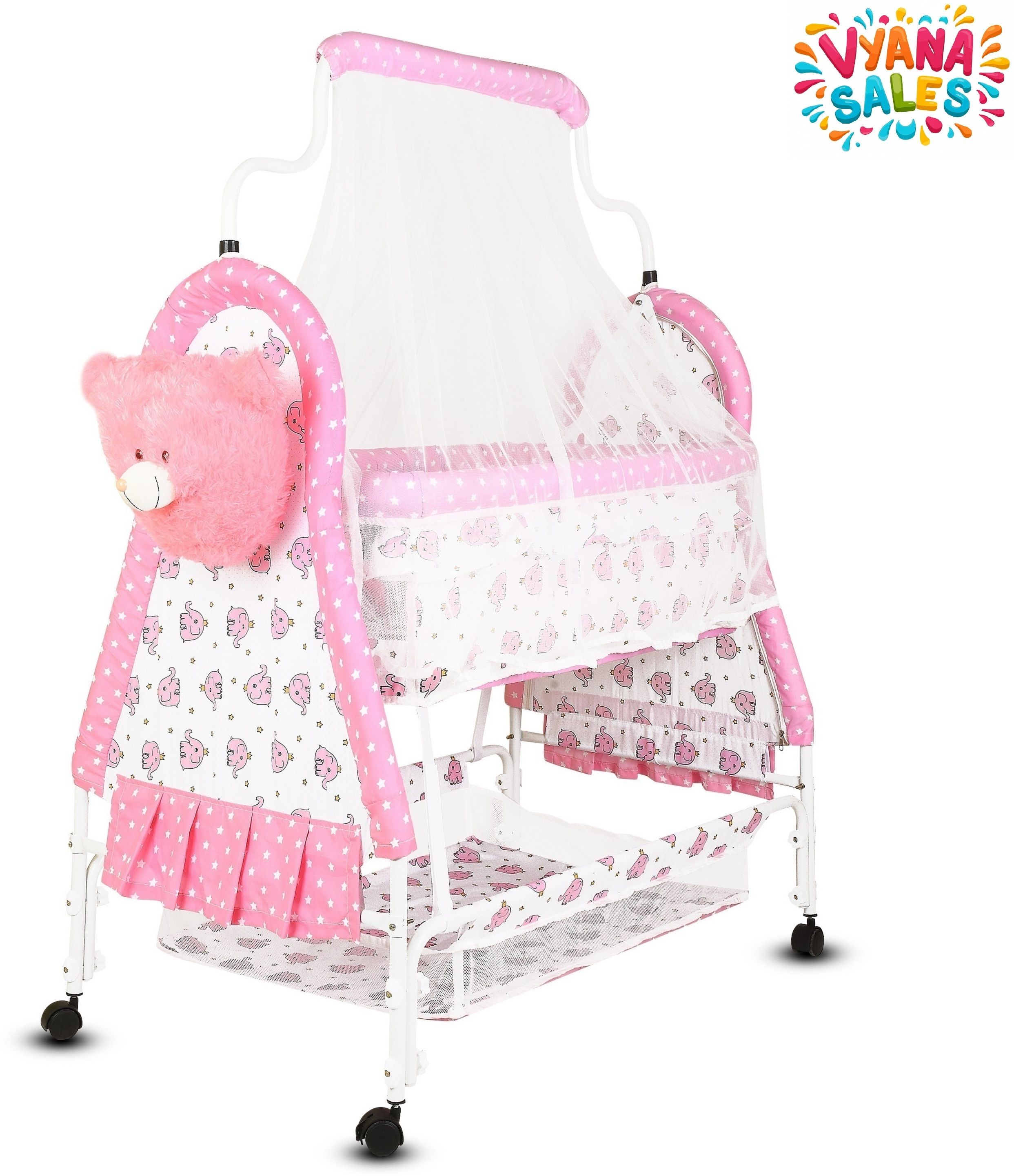 Cradle for kids cradle for baby boy and girl Cradle With Swing & Mosquito Net-image-46